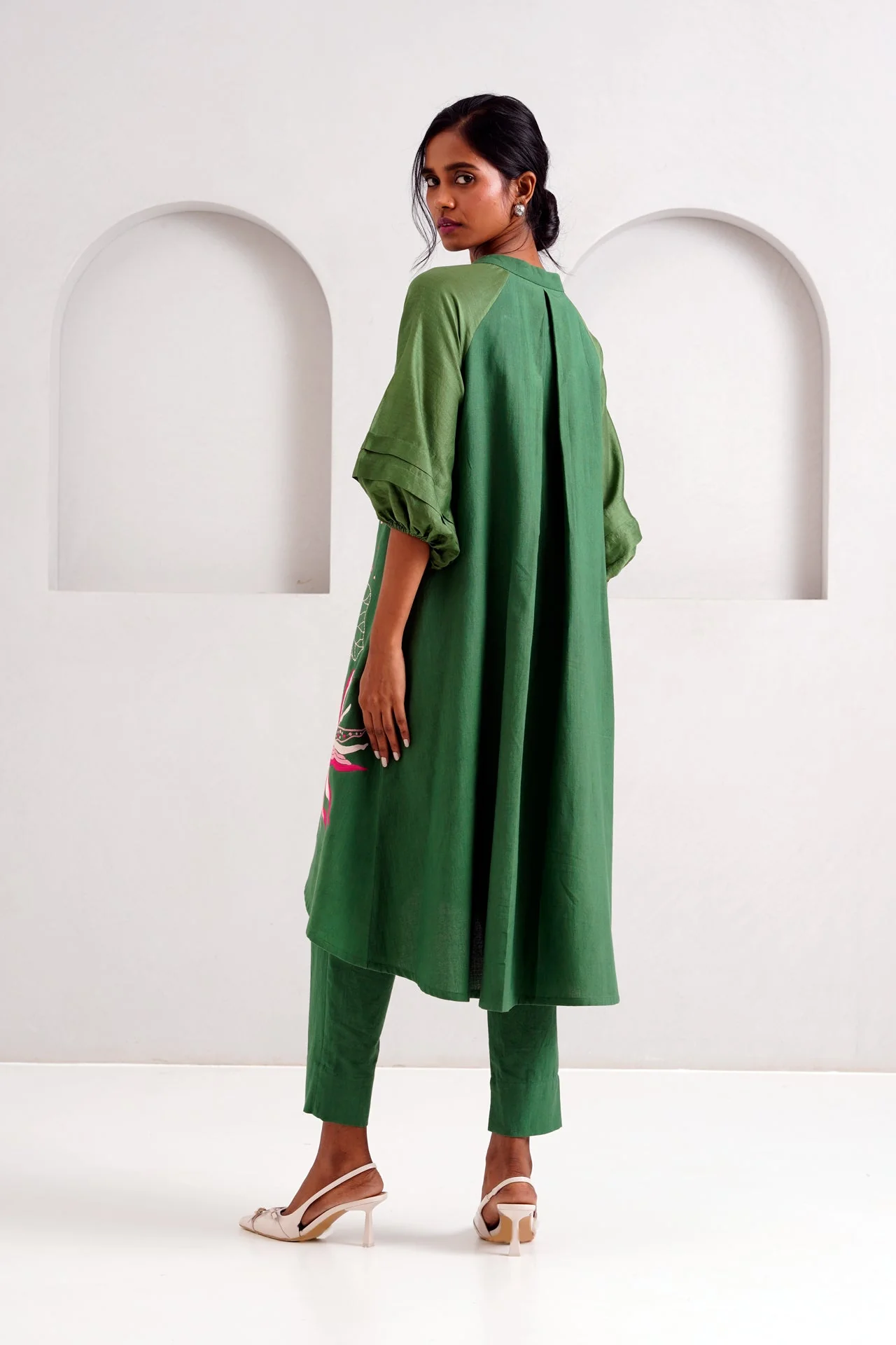 Pine Green Suvi Set - Embroidered Tunic + Pants - Image 6