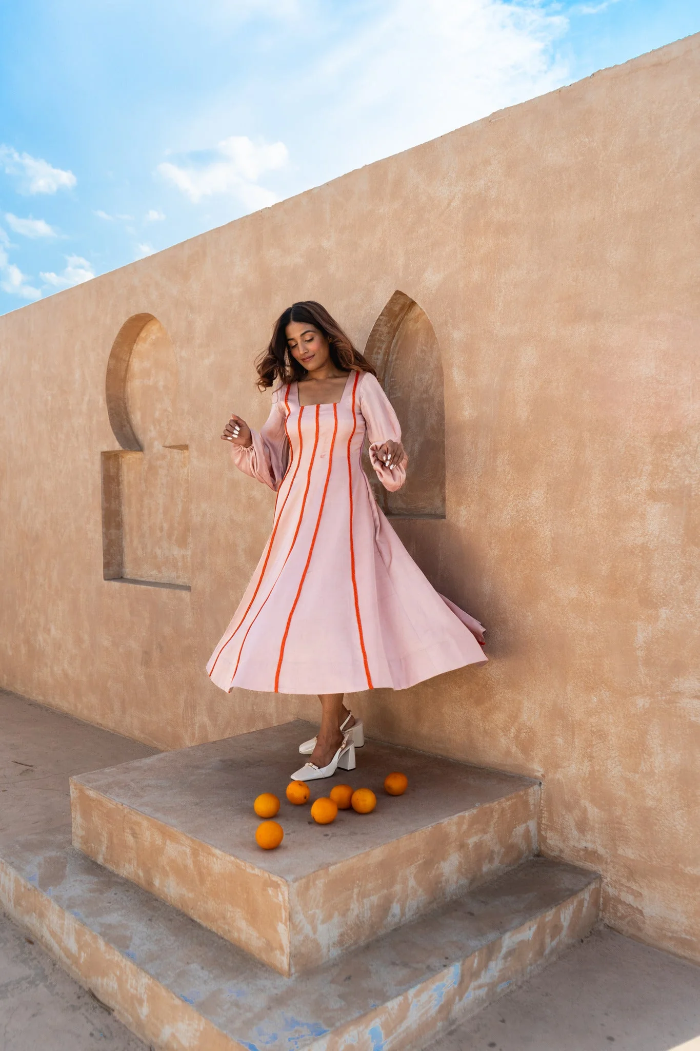Pink Maxi Dress-Orange Braids - Image 3