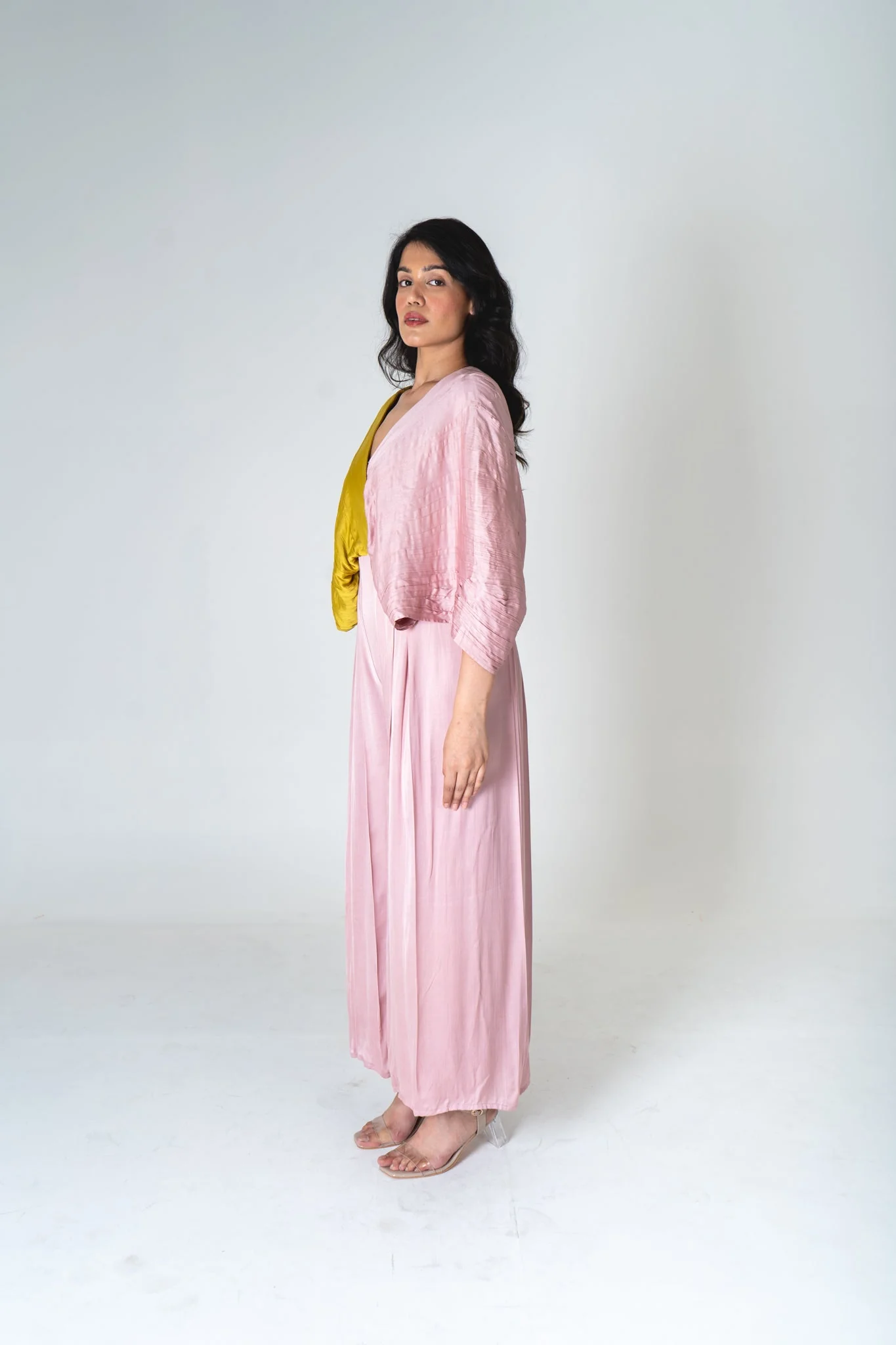 Pink-Yellow Color-Blocked Jumpsuit - Image 5