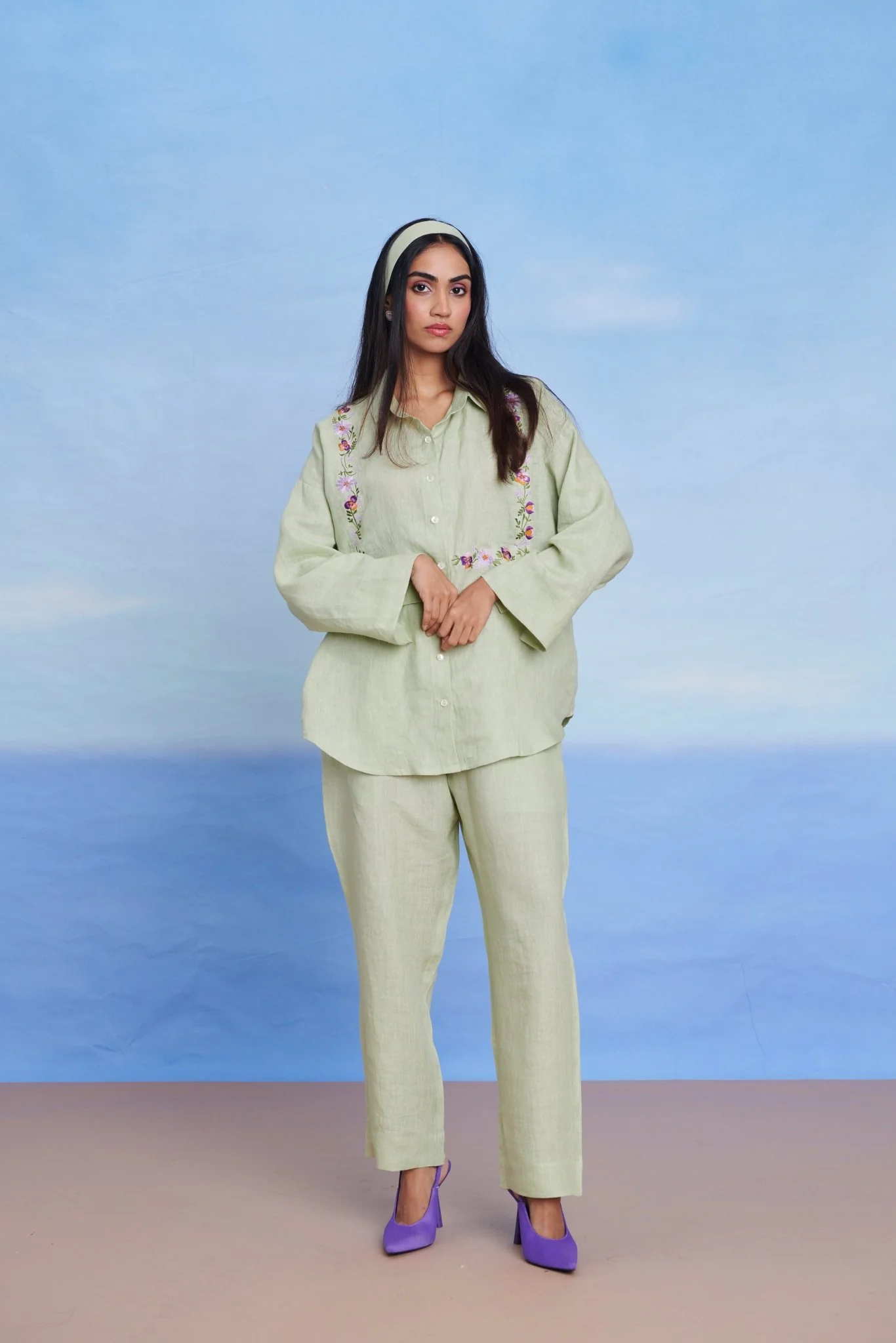 Pista Linen Pleated Pants
