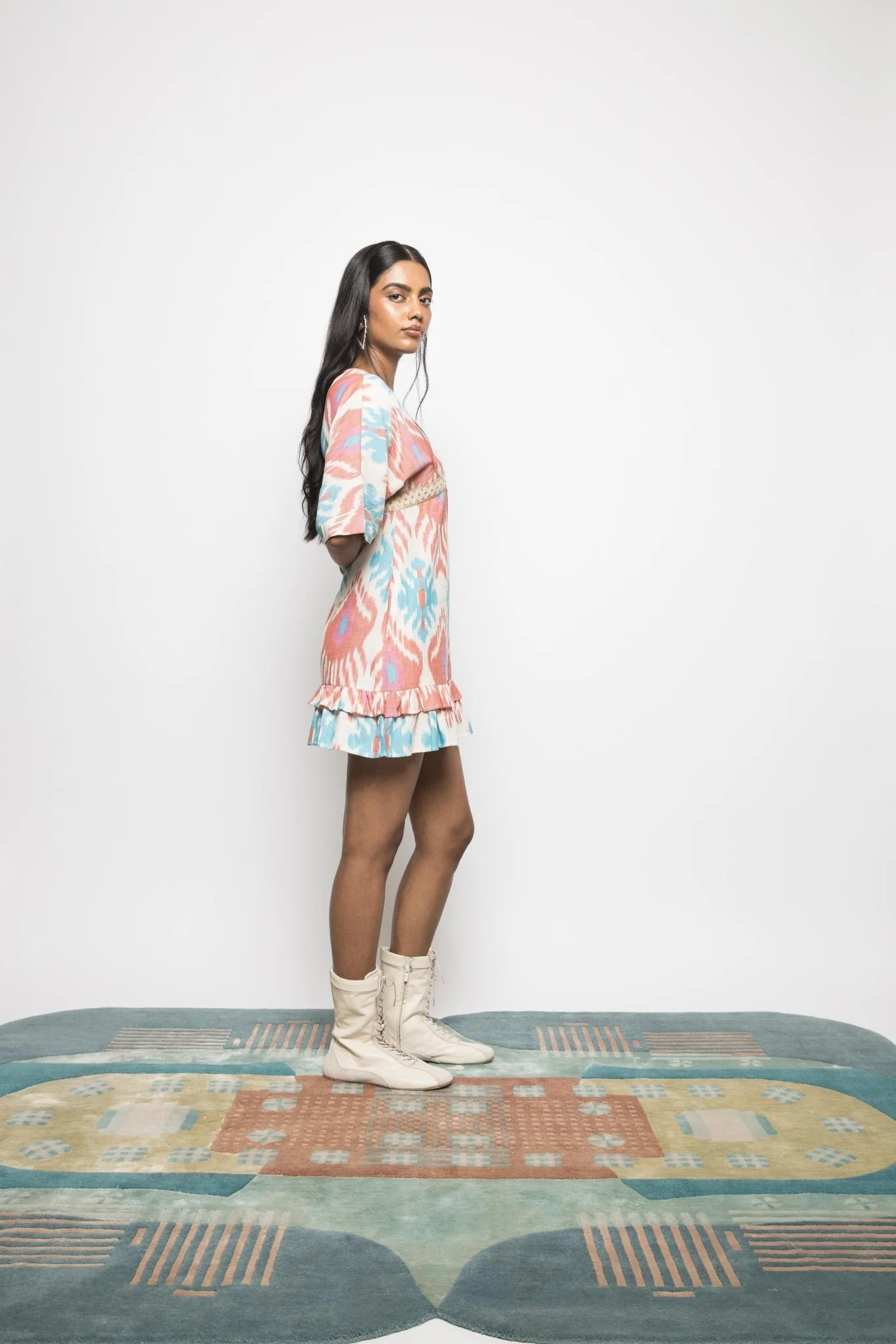 Plunge Neck Ruffle Mini Dress - Image 5