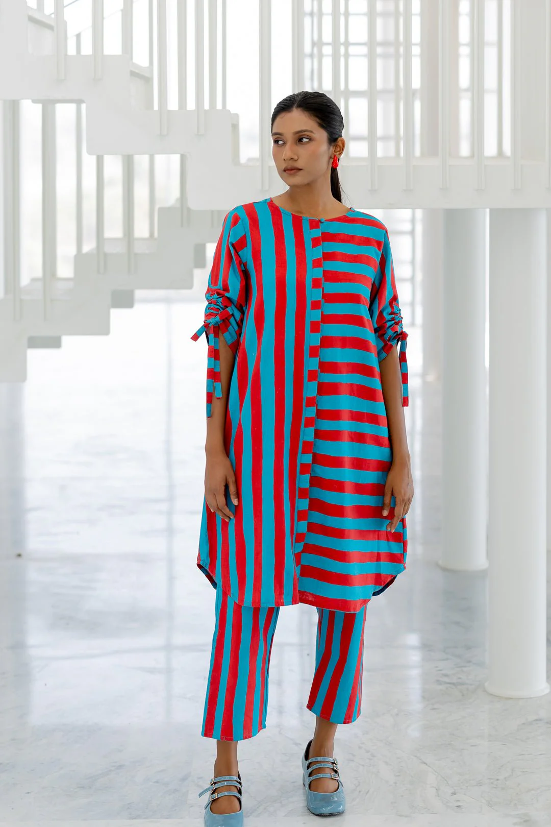 Poppy and Blue Stripe Co-ord Set
