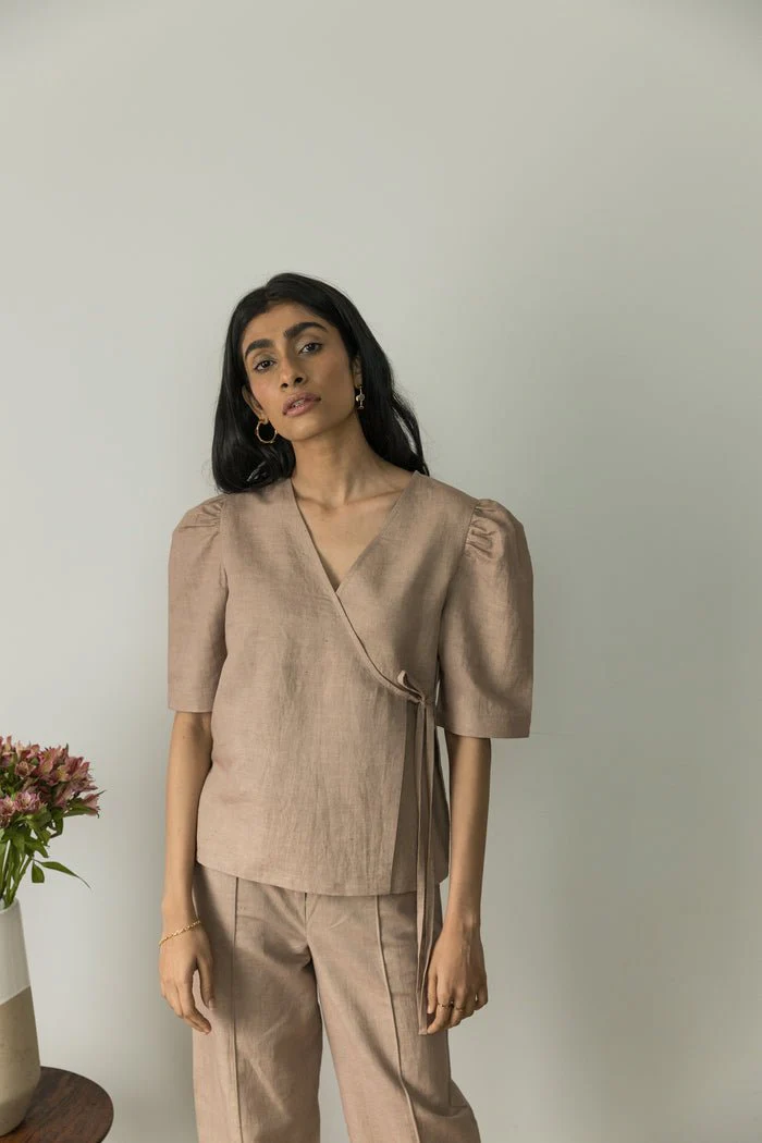 Puff Sleeve Wrap Top - Image 3