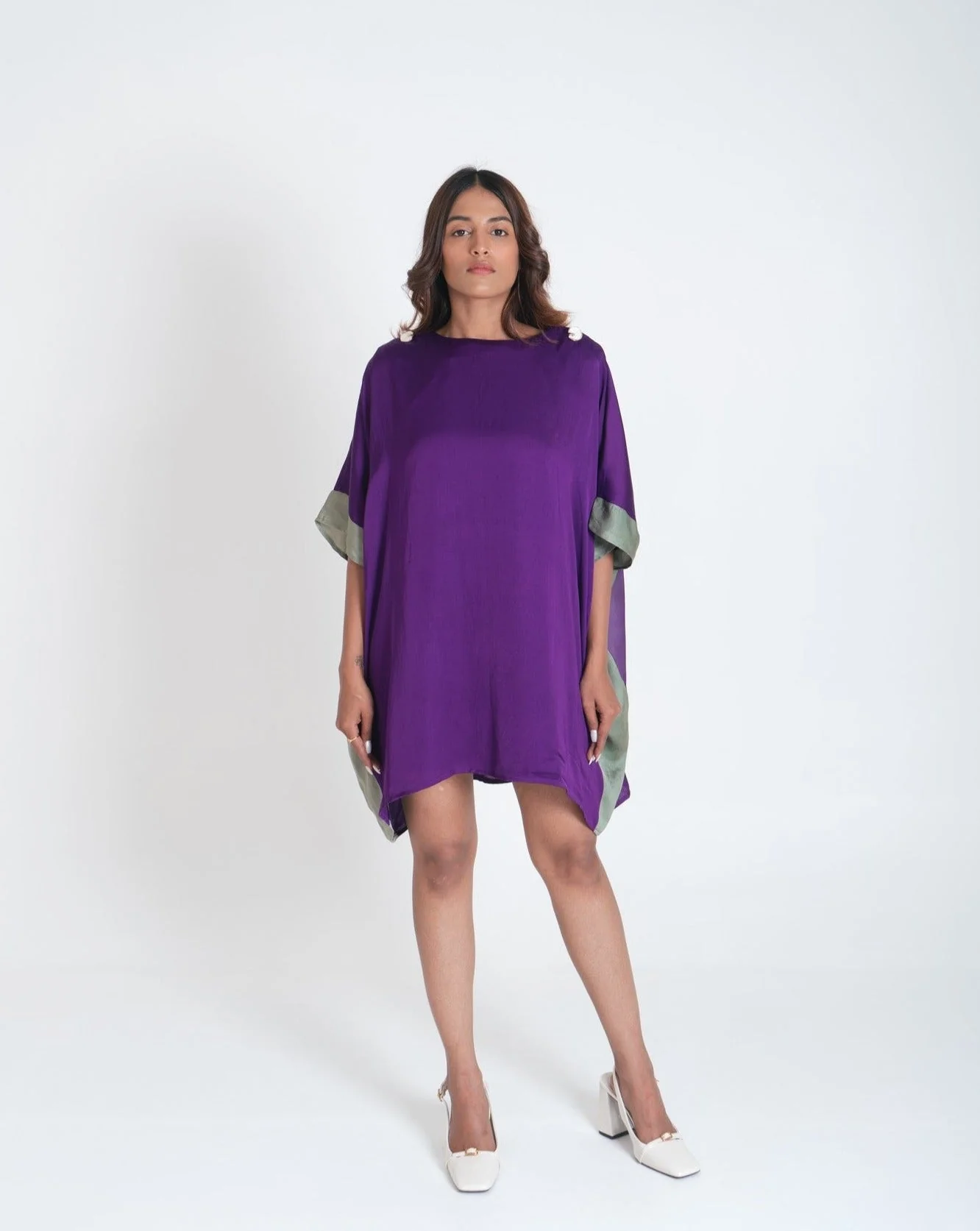 Purple- Green Short Kaftan Dress