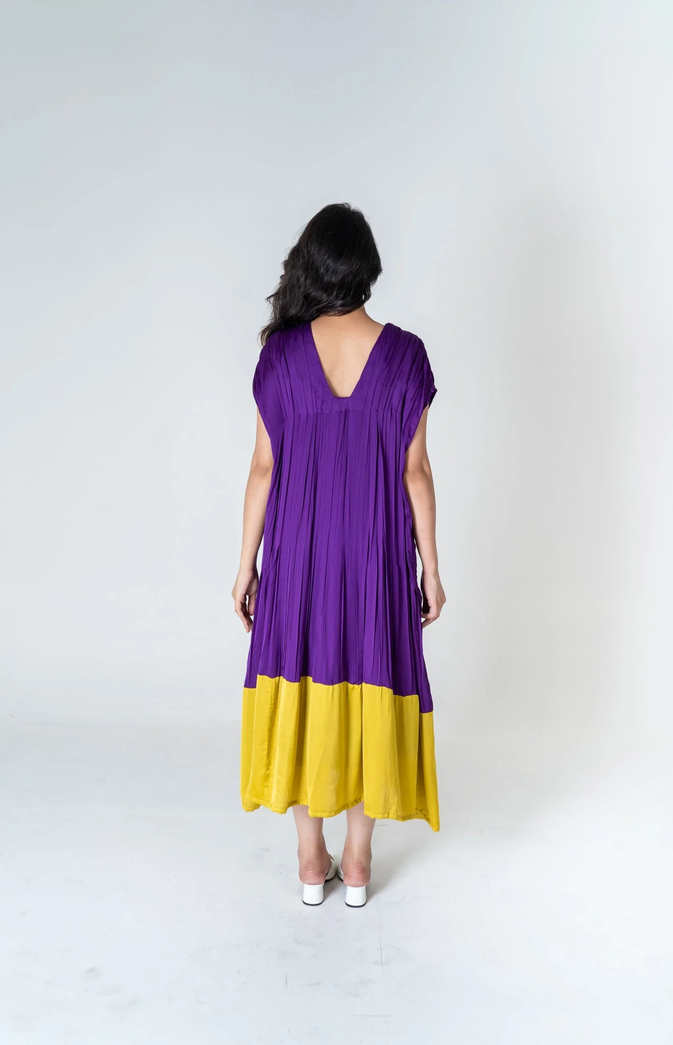 Purple-Yellow Color-Blocked Dress - Image 8