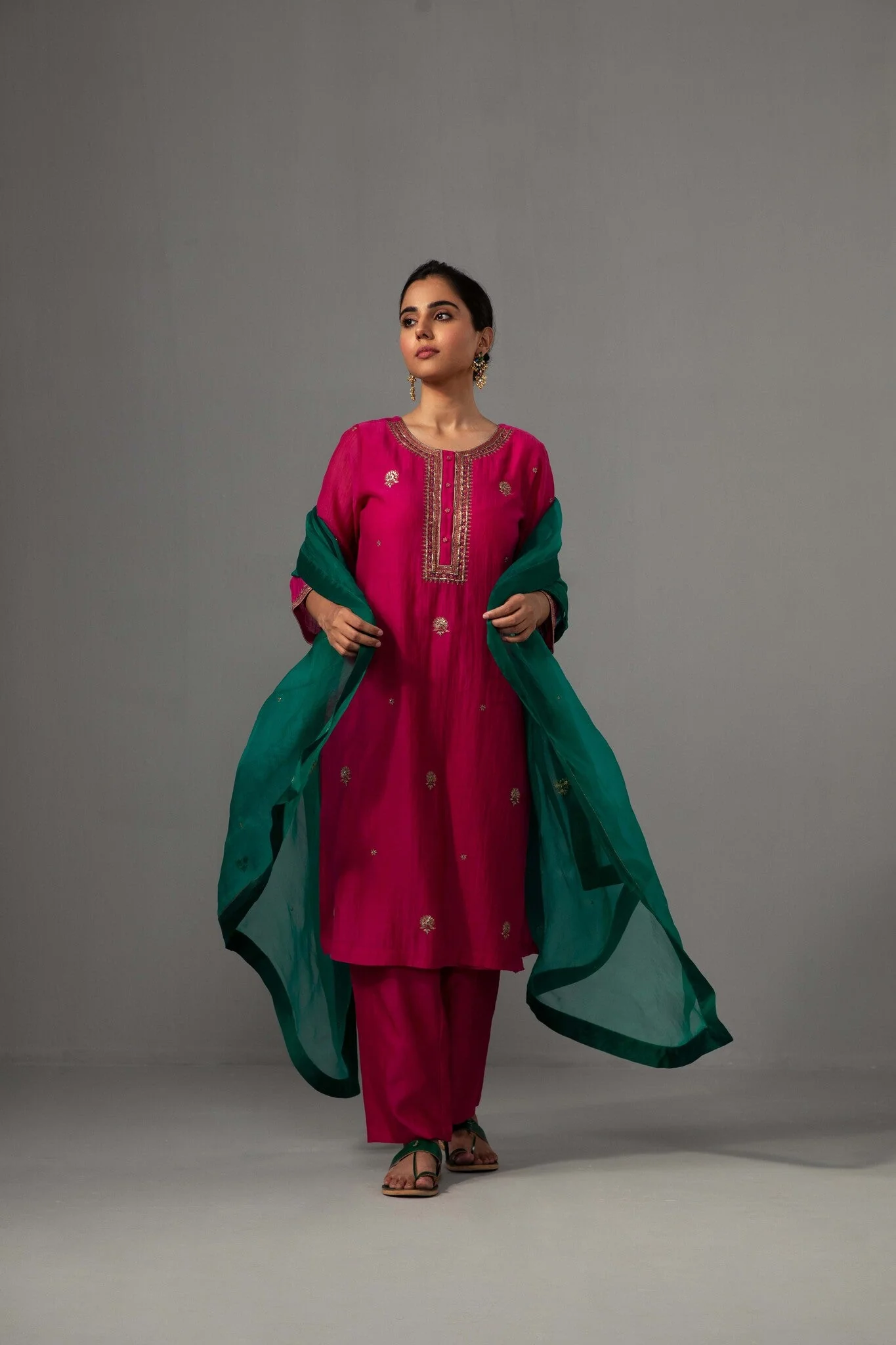 Ramya Kurta Dupatta Set - Fuchsia Pink