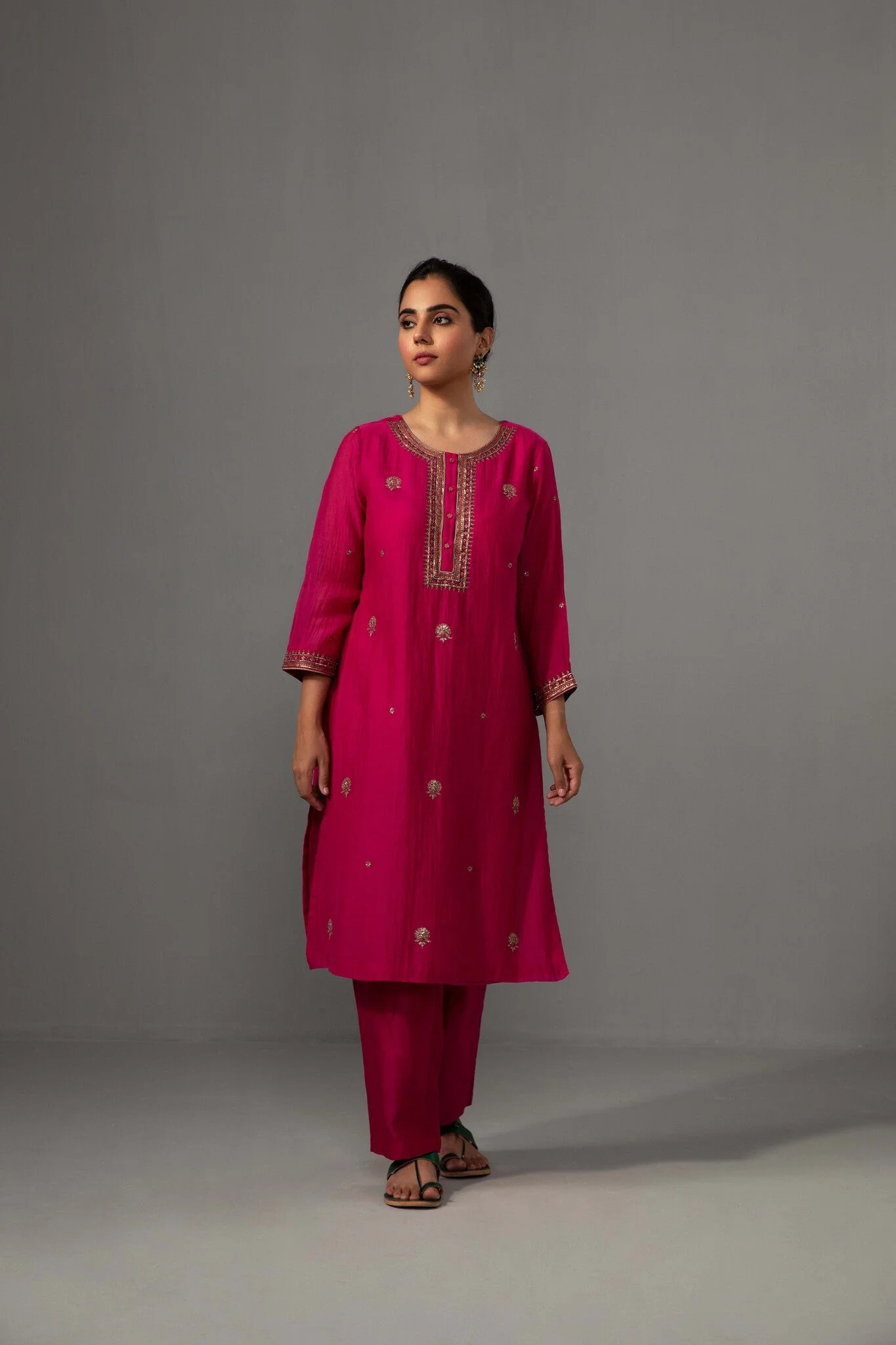 Ramya Kurta Dupatta Set - Fuchsia Pink - Image 3