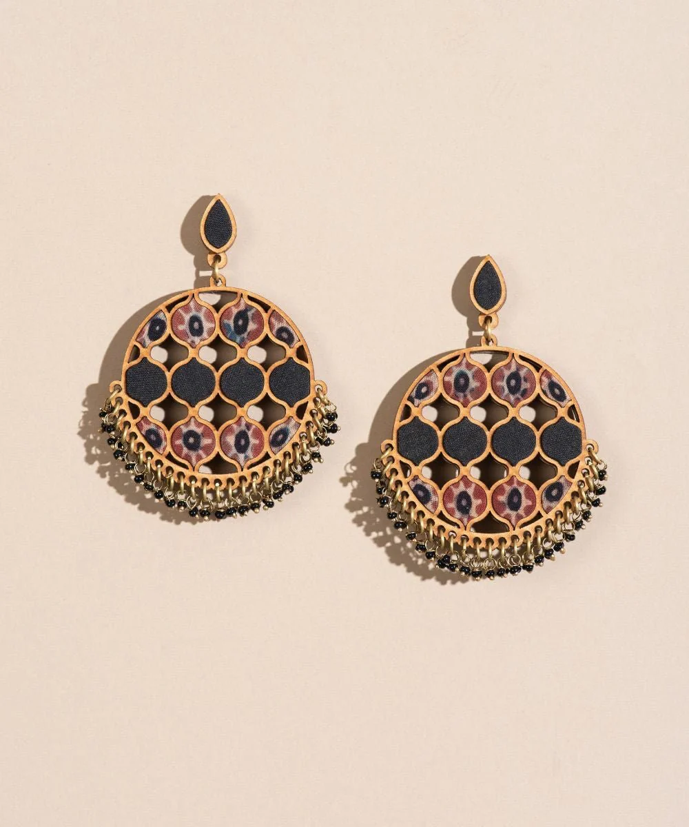 Red and Black Festive Round Earrings - Image 4