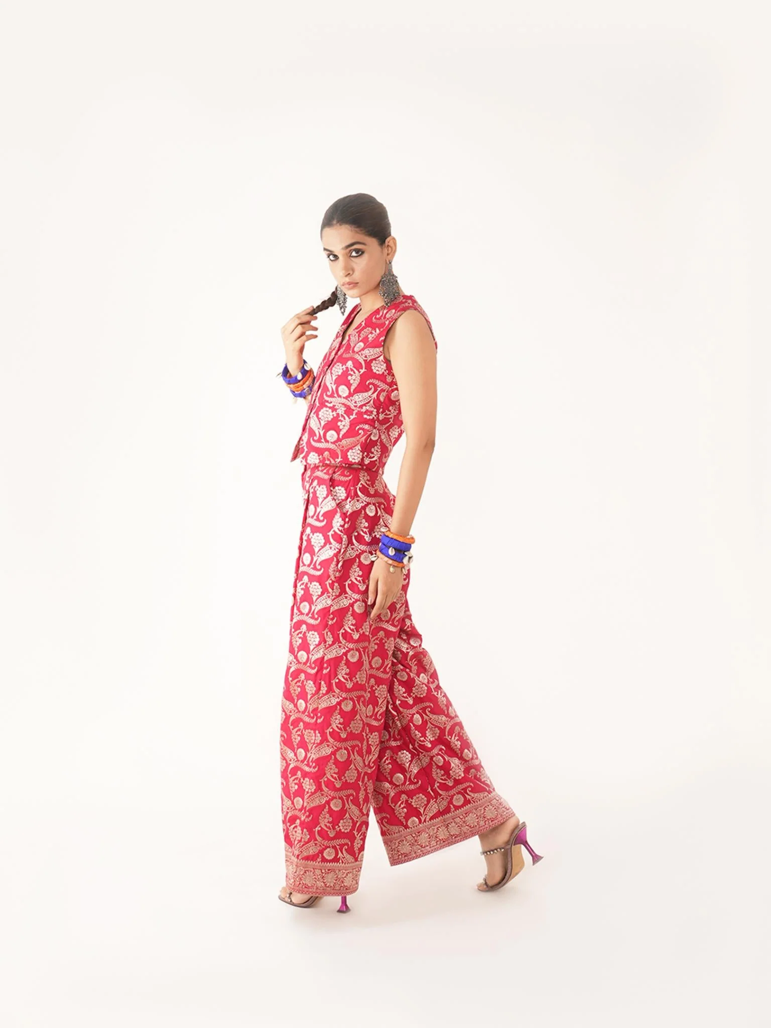 Red Silk Jaal Pant - Image 4