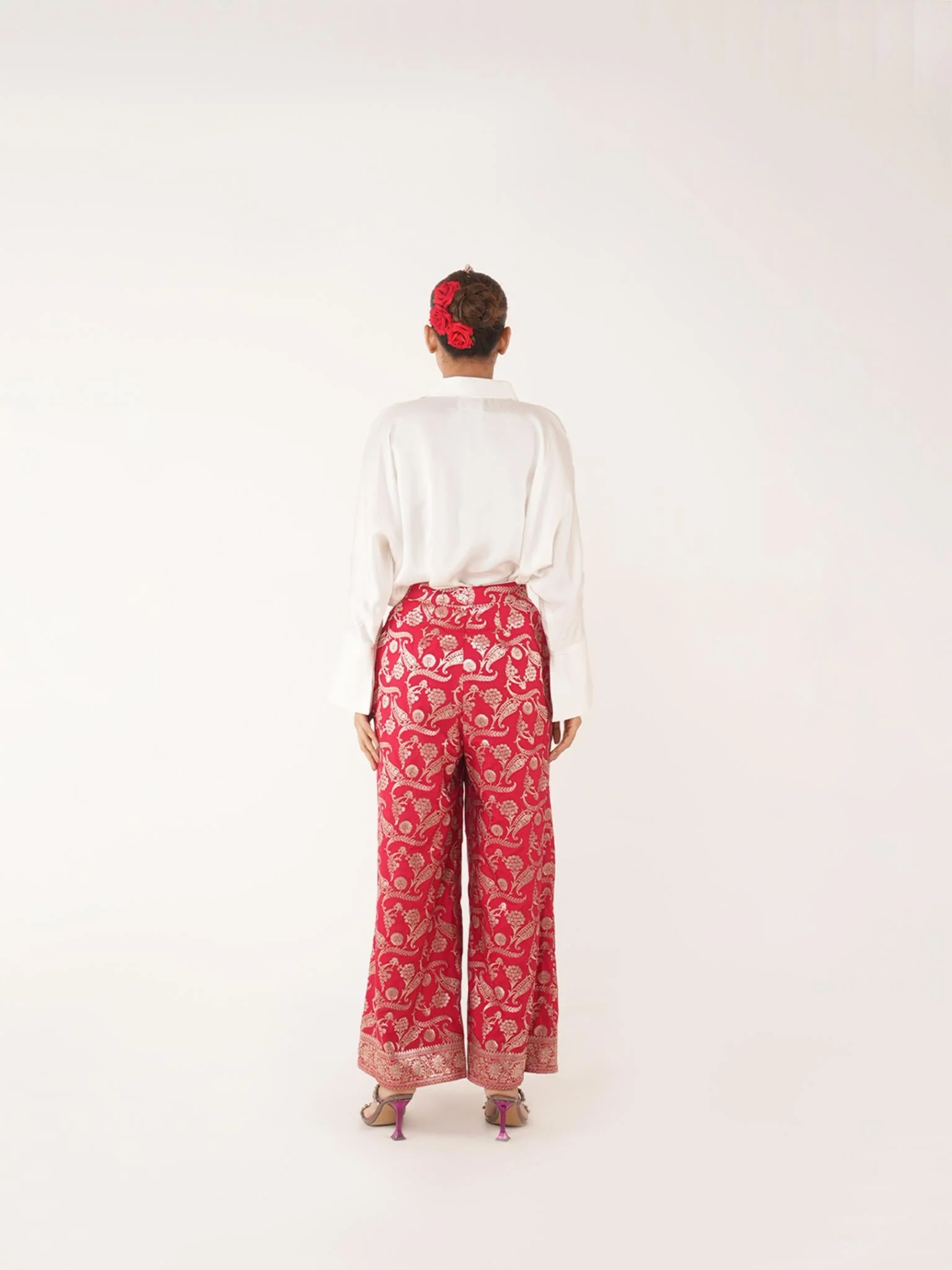 Red Silk Jaal Pant - Image 6