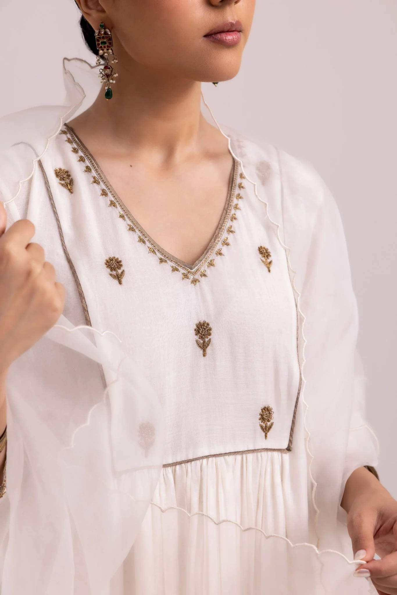 Rimi Sharara Dupatta Set - White - Image 2