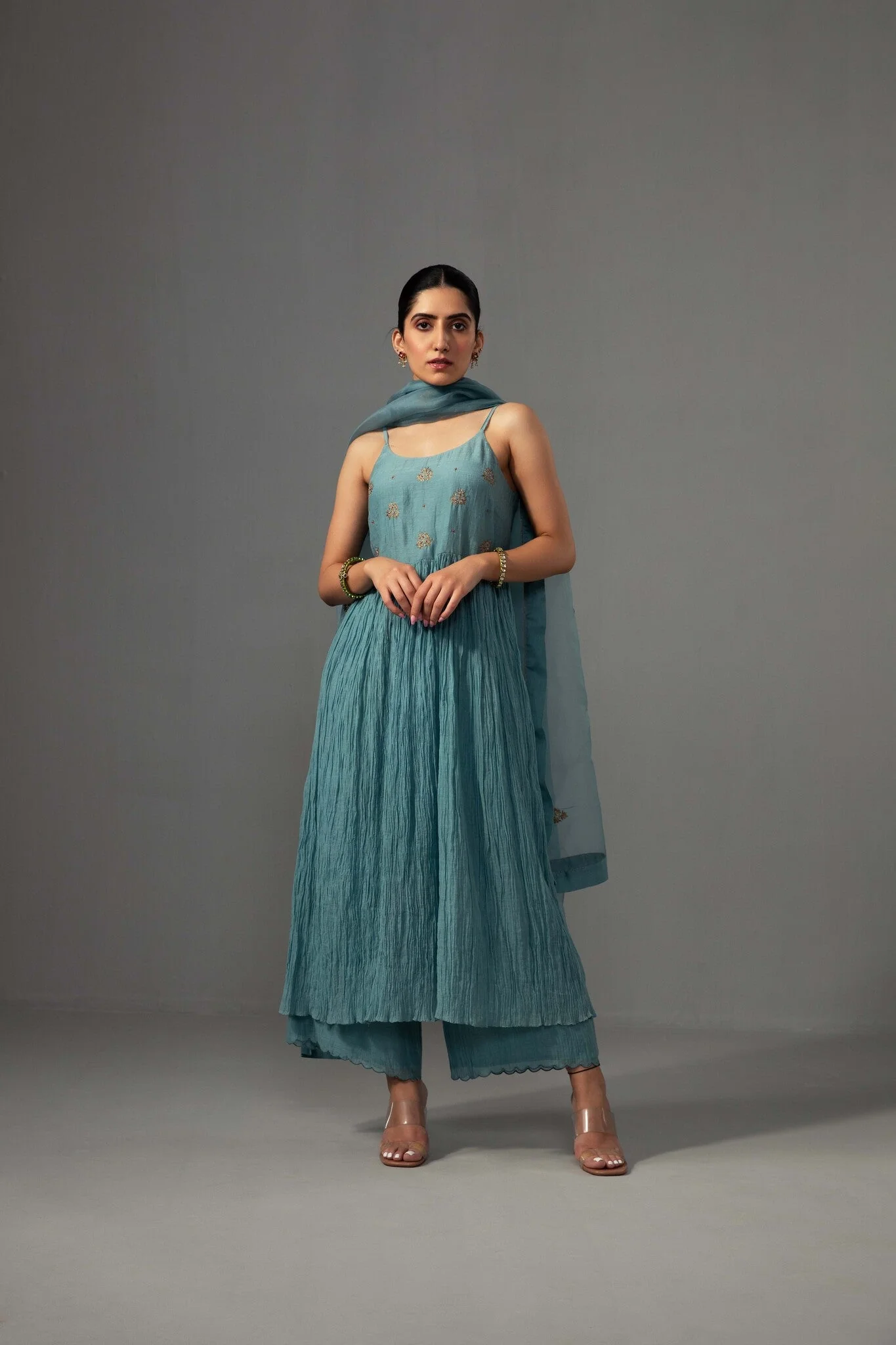 Roomani Ghera Set - Aqua Blue
