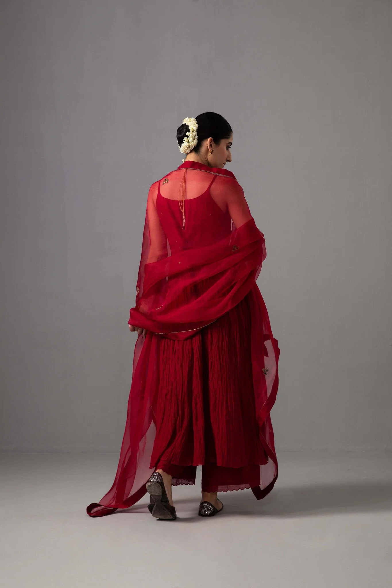 Roomani Ghera Set - Red - Image 5