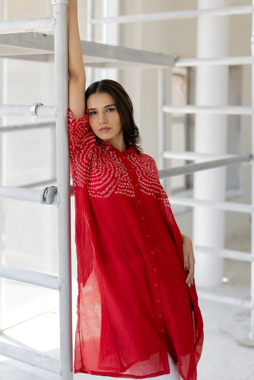 Ruby Swirl Bandhani Tunic Set - Image 6