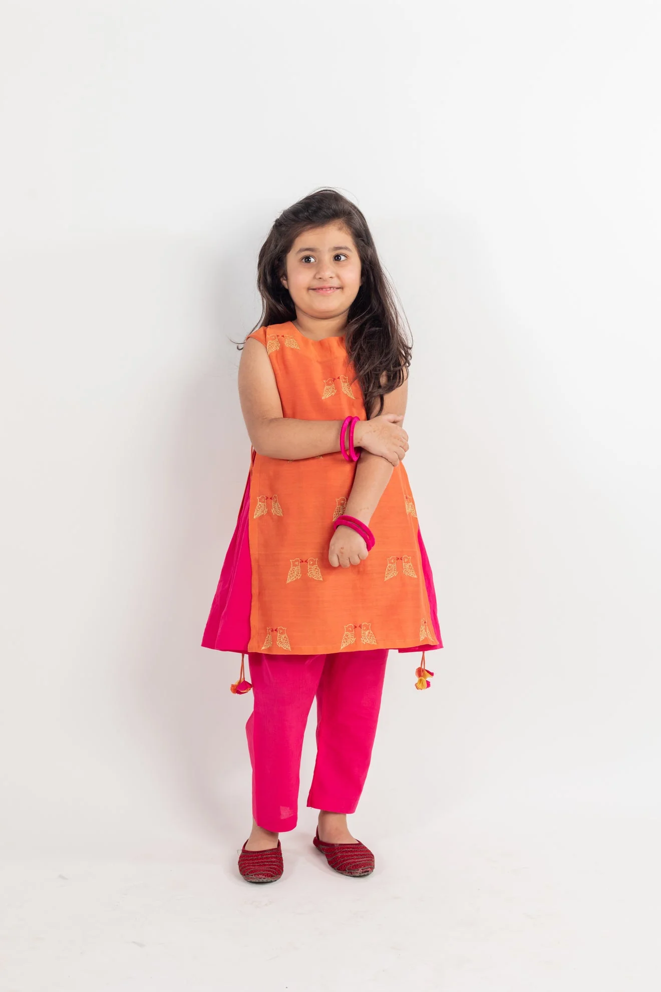 Rust- Pink Embroidered Kurta Set - Image 2