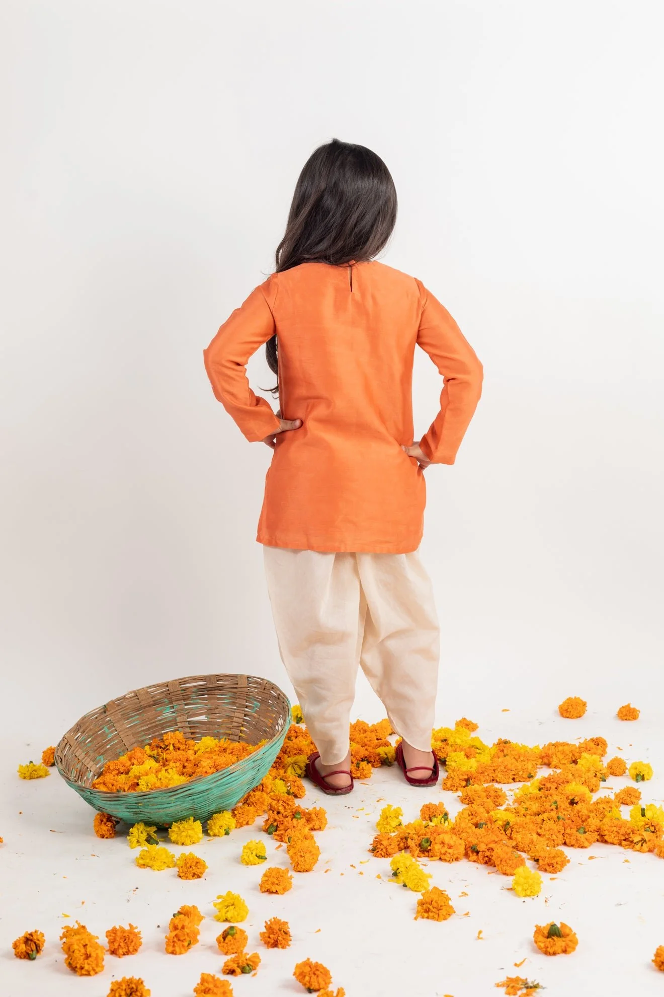 Rust - Yoke Embroidered Kurta - Dhoti Set - Image 4