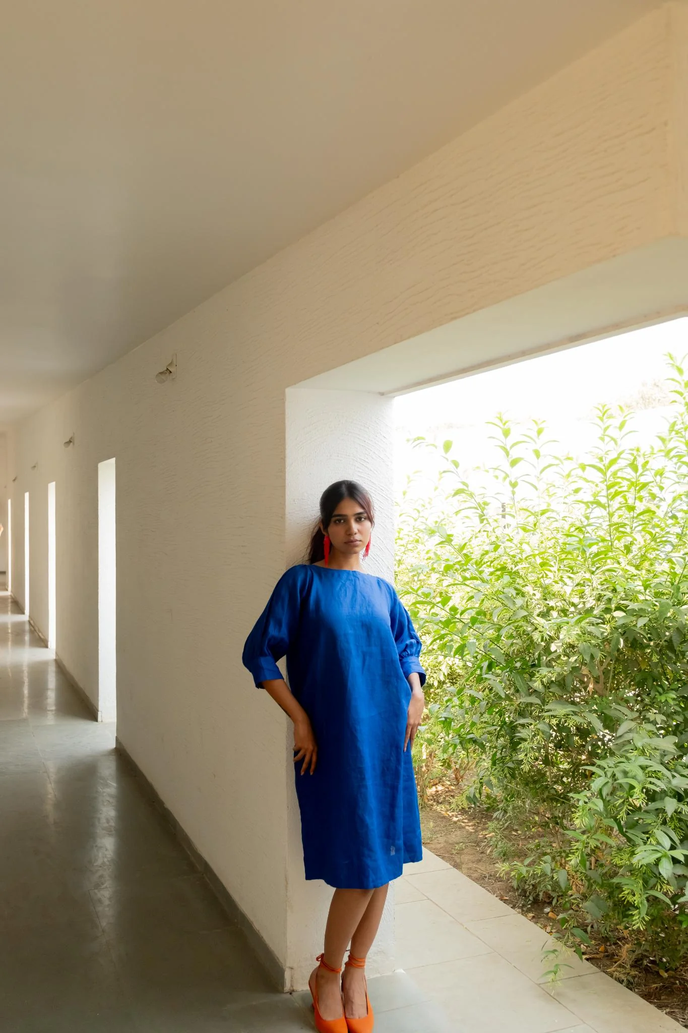 Sapphire Blue Linen Dress