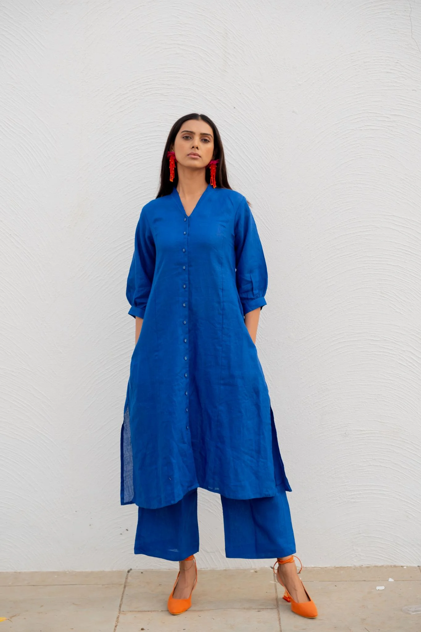 Sapphire Linen Buttondown Kurta Set - Image 4