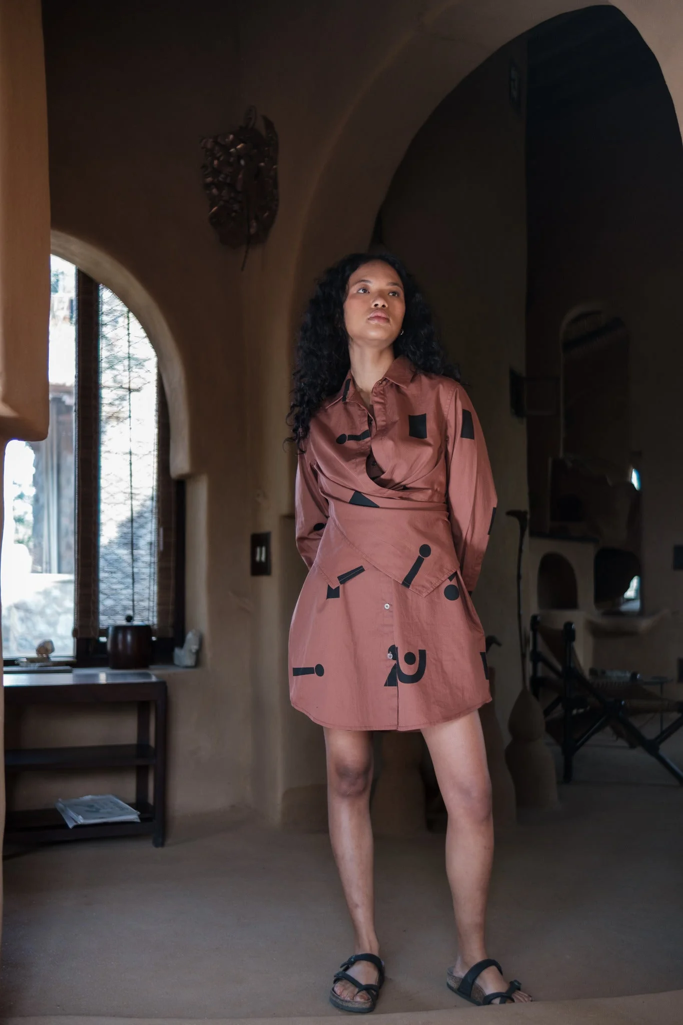 Seattle Wrap Shirt Dress - Triangle Print - Image 13
