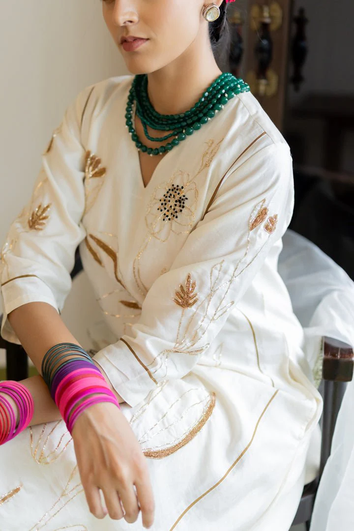Shwetara Kurta and Sheer Pants Set - Image 4