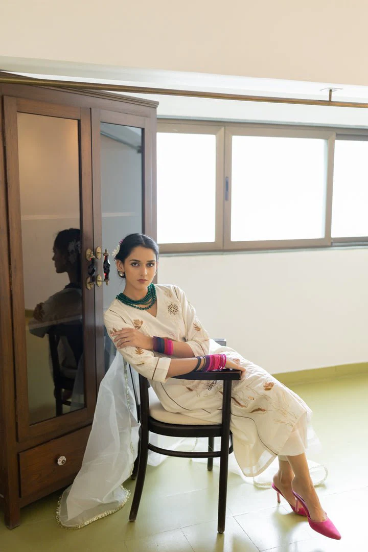 Shwetara Kurta and Sheer Pants Set - Image 5