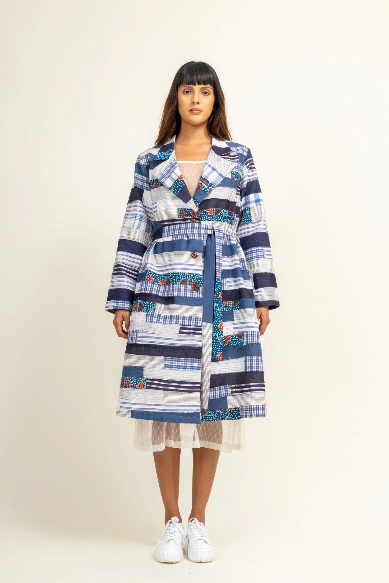 Sky Patchwork Trench - Image 4