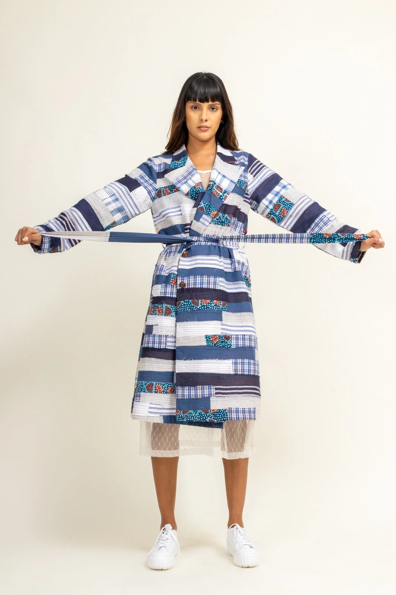 Sky Patchwork Trench - Image 5