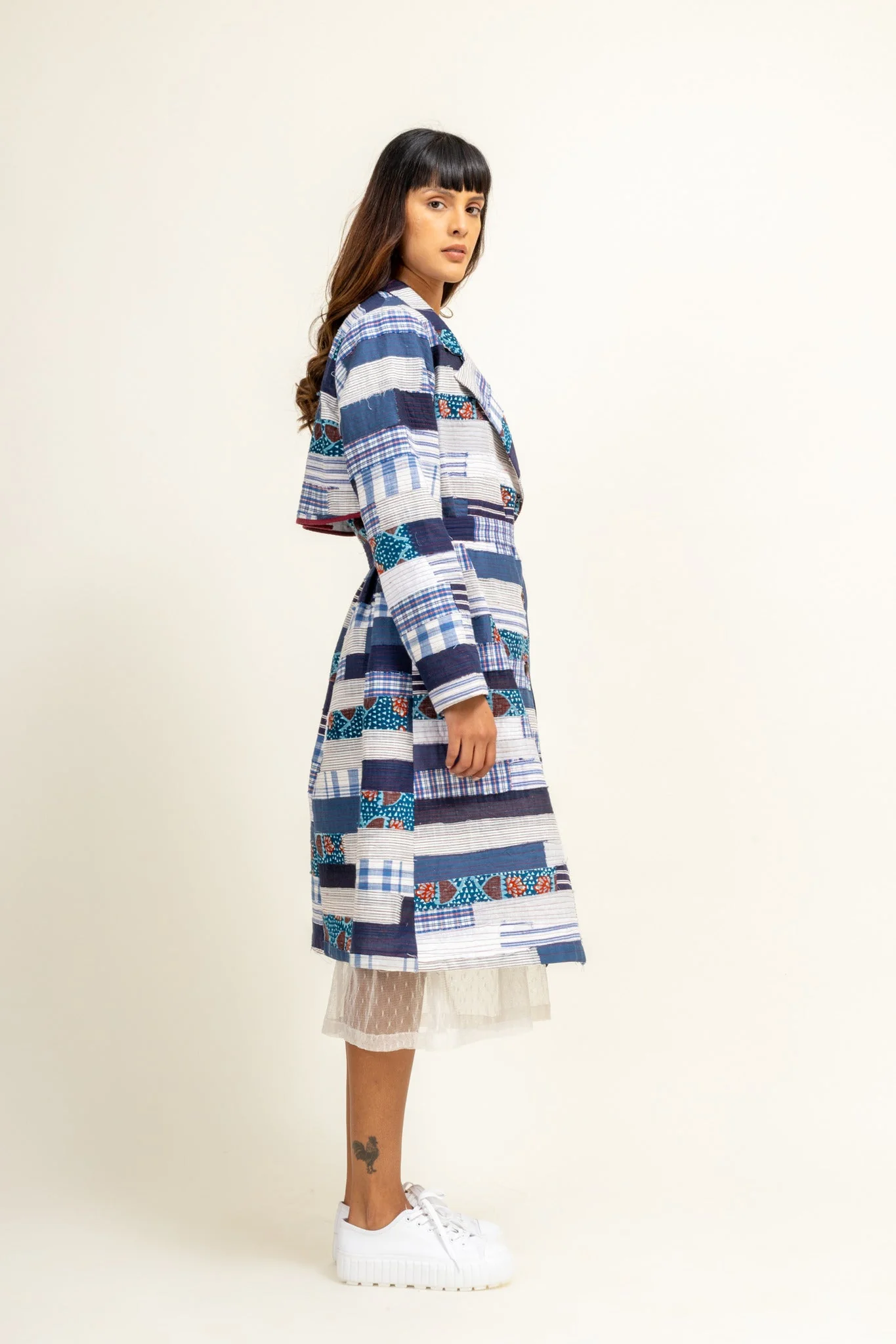 Sky Patchwork Trench - Image 7