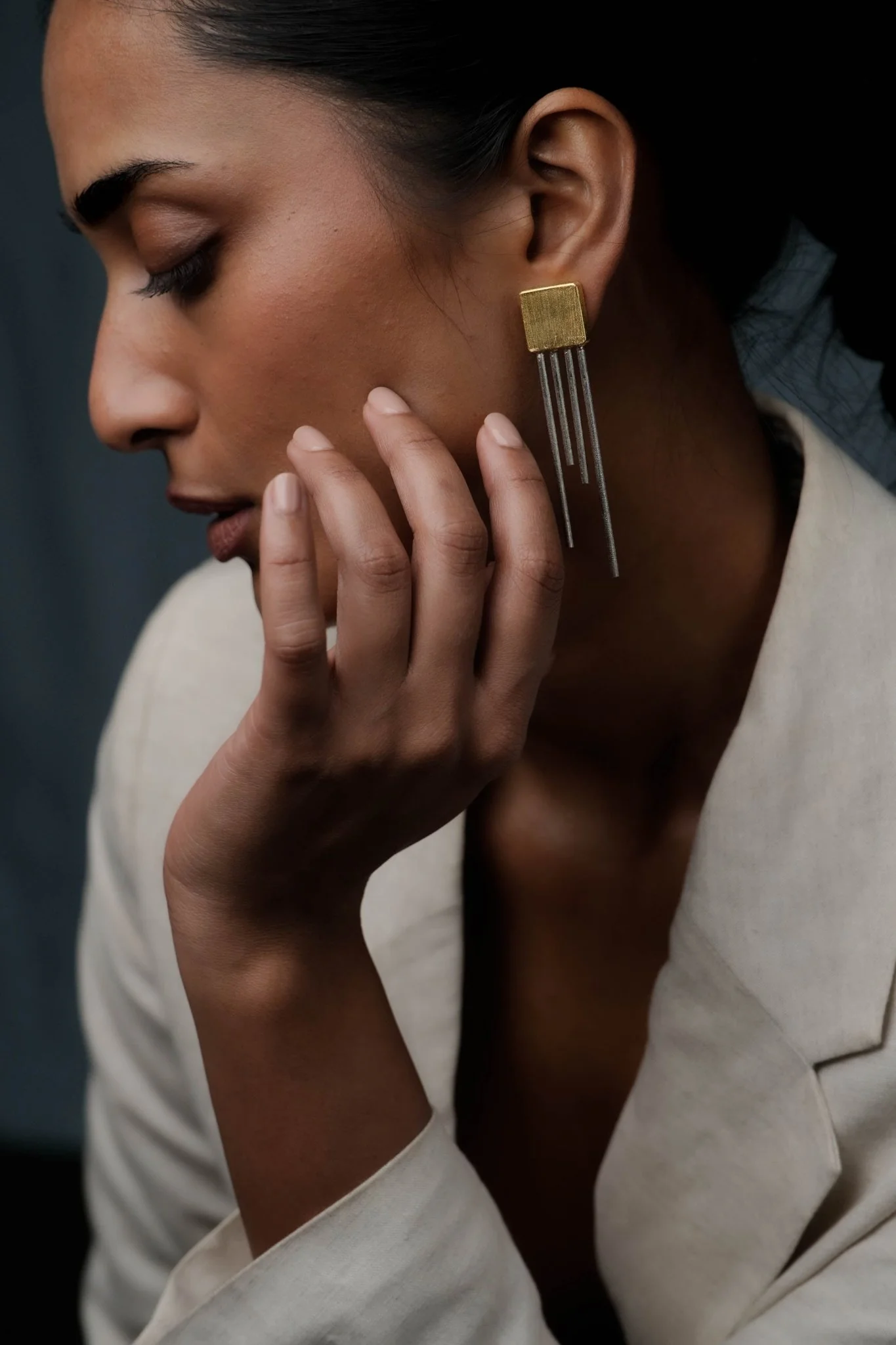 Square Trinity Earrings - Image 2