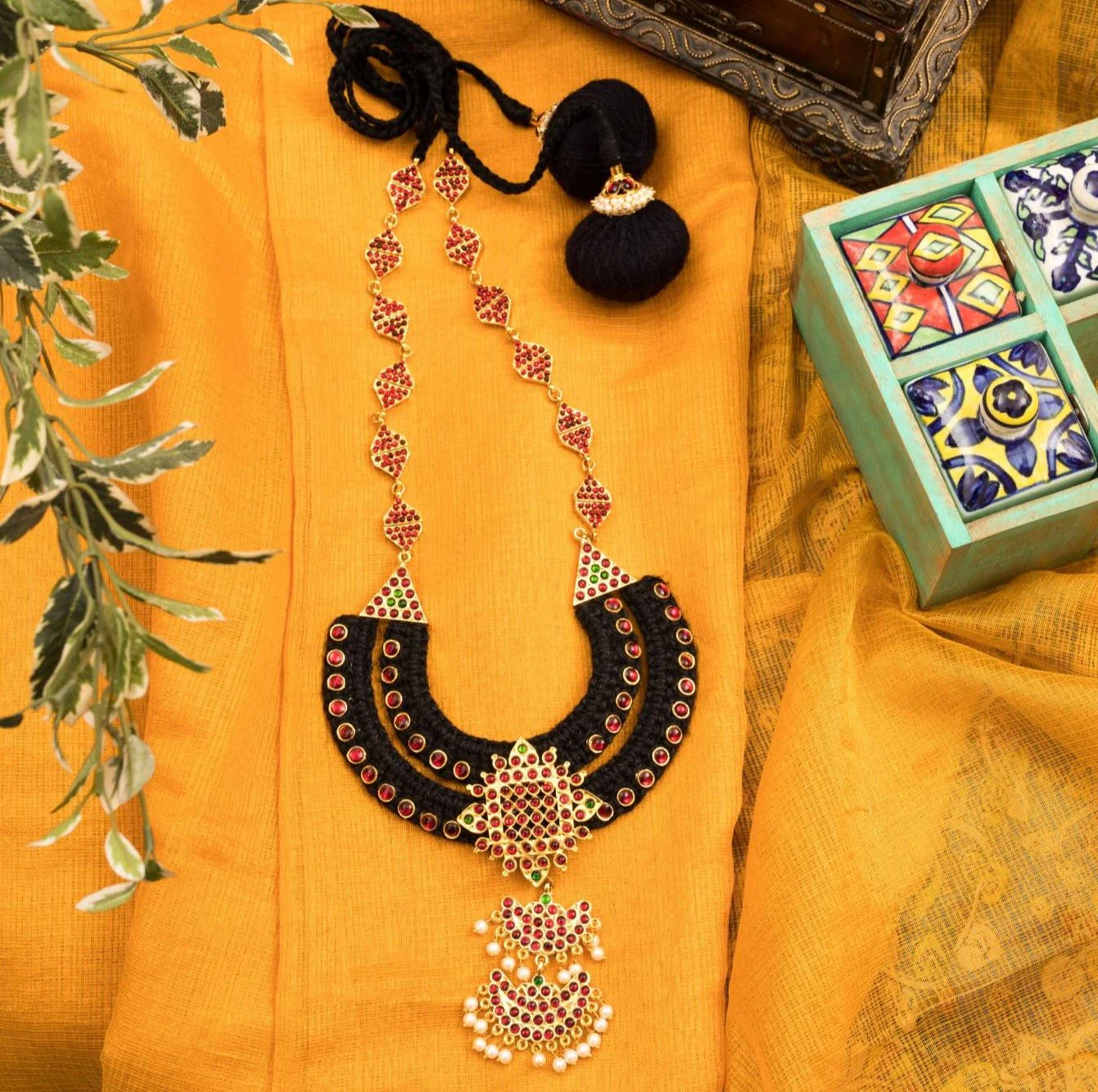 Statement Necklace with Two Layered Pendant - Image 2