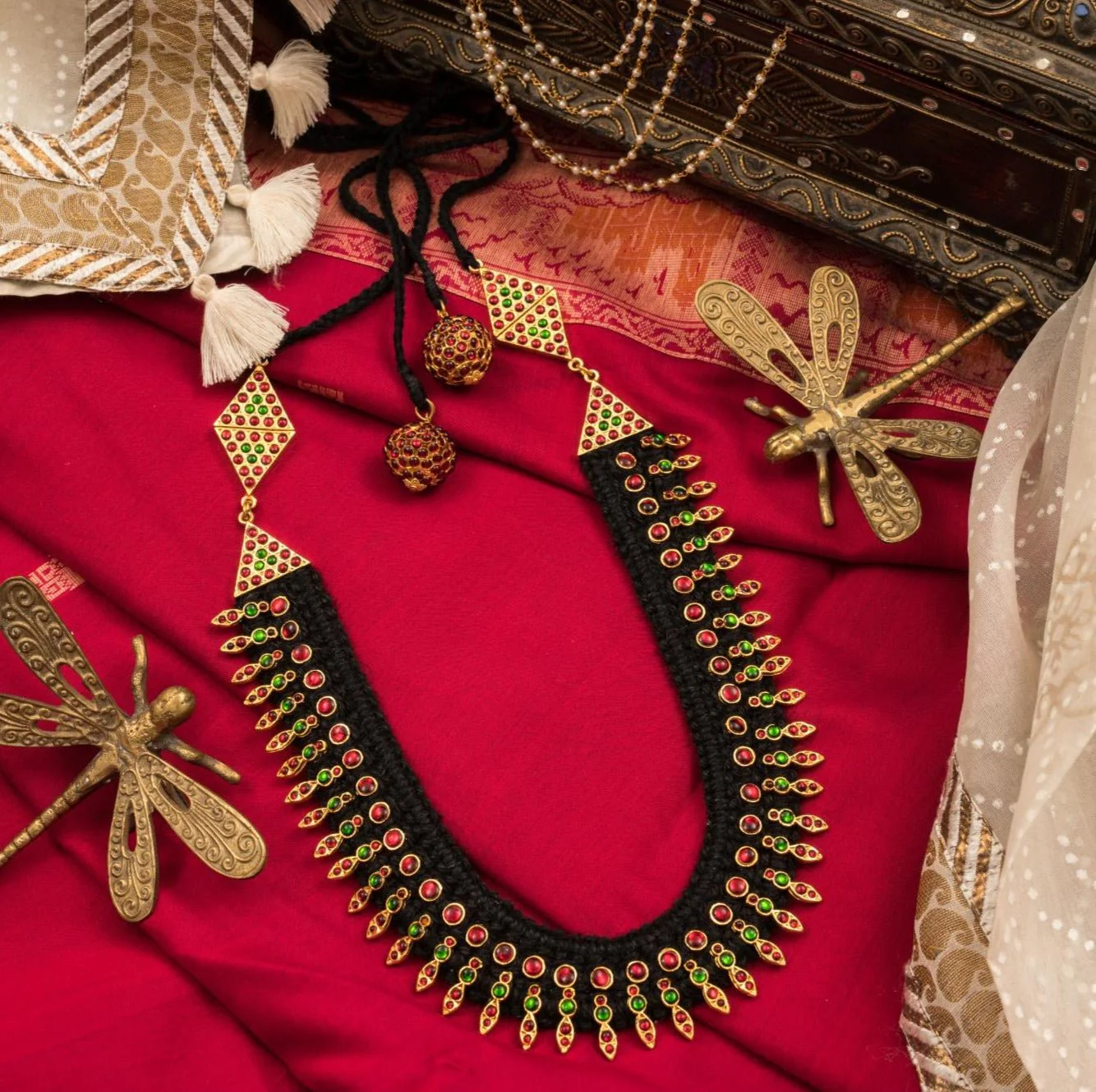 Statement Necklace with V- Temple Motifs - Image 2