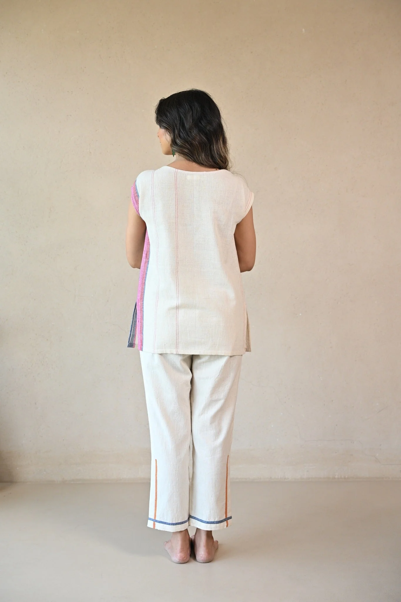 Straight Cut Tunic with Rounded Neckline - Natural White - Image 5