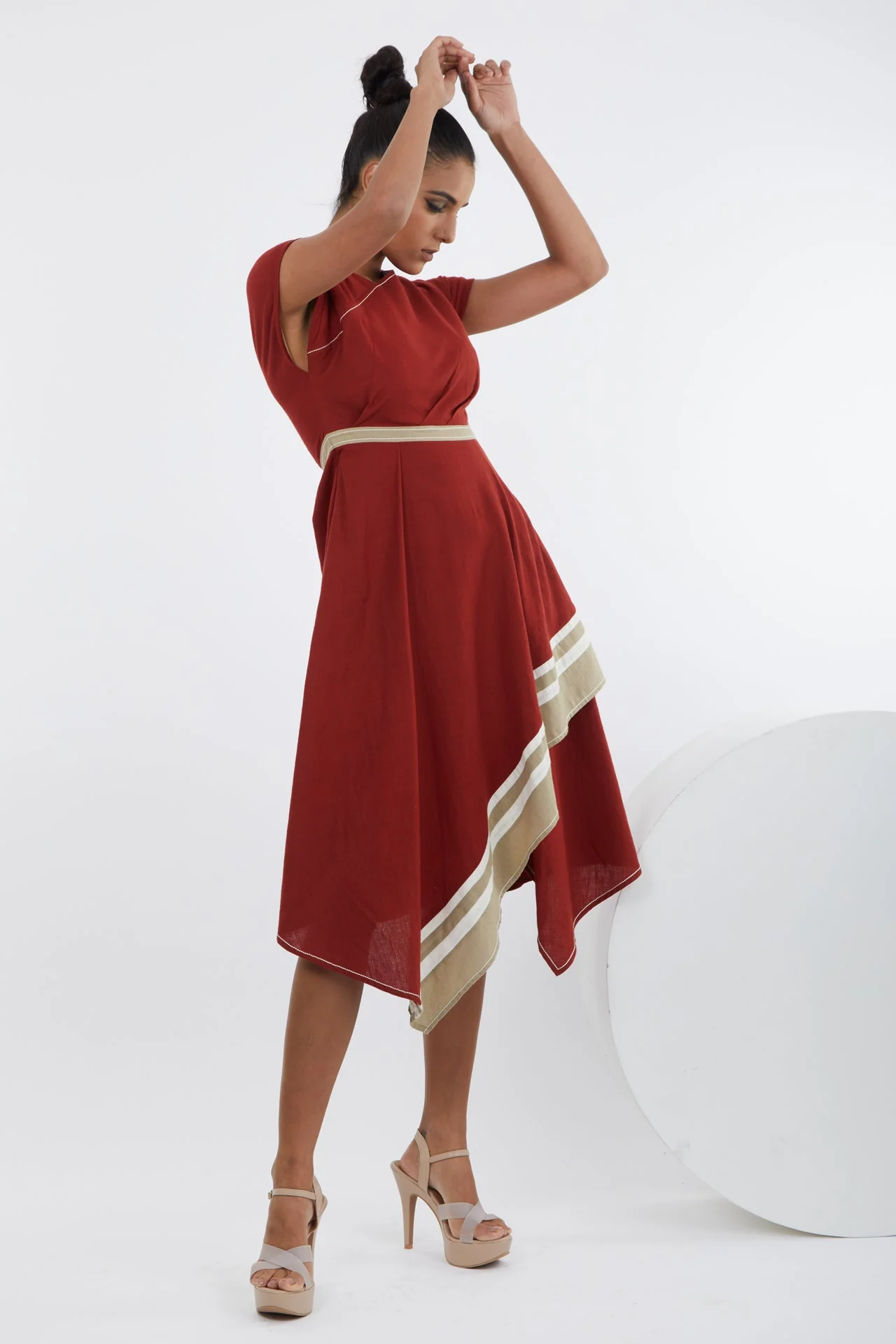 Sumi - Madder Red Trapeze Dress - Image 4