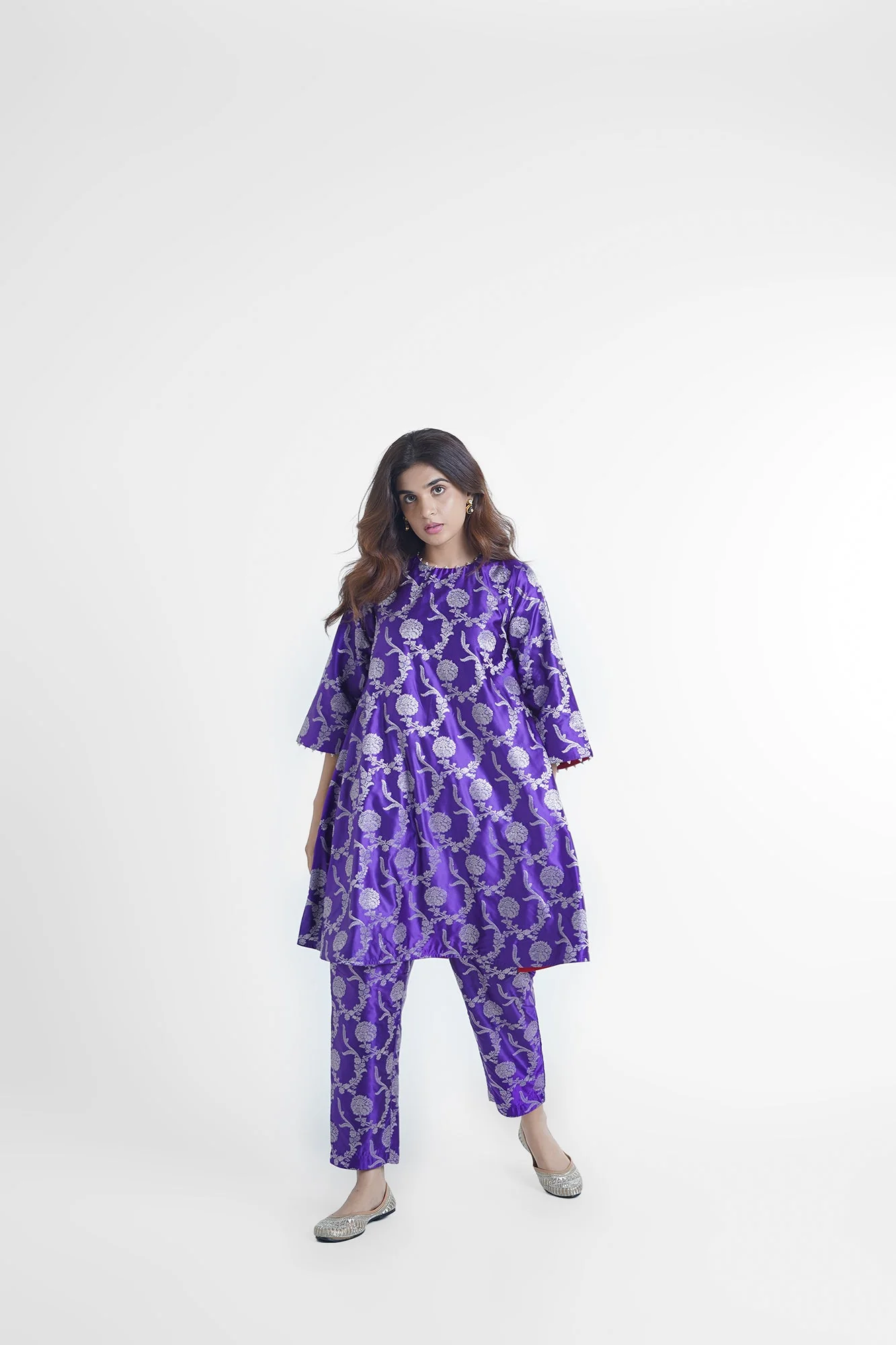 Sunheri Kurta Set in Purple