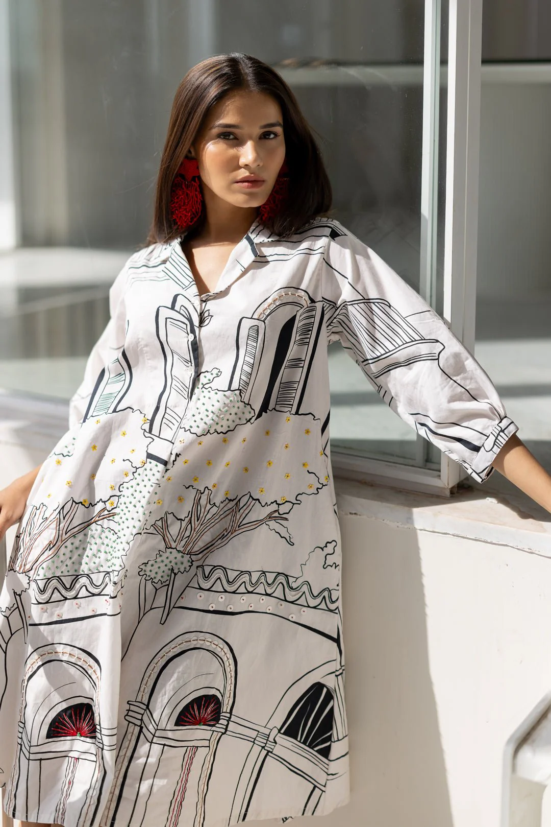 Sunlit Vistas Embroidered Dress - Image 2