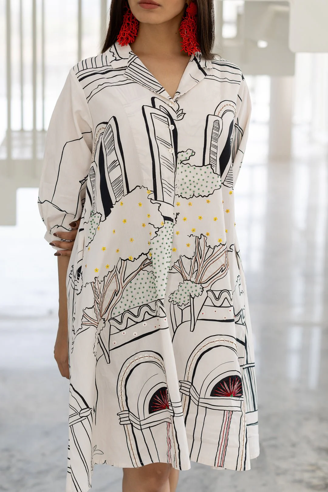 Sunlit Vistas Embroidered Dress - Image 6