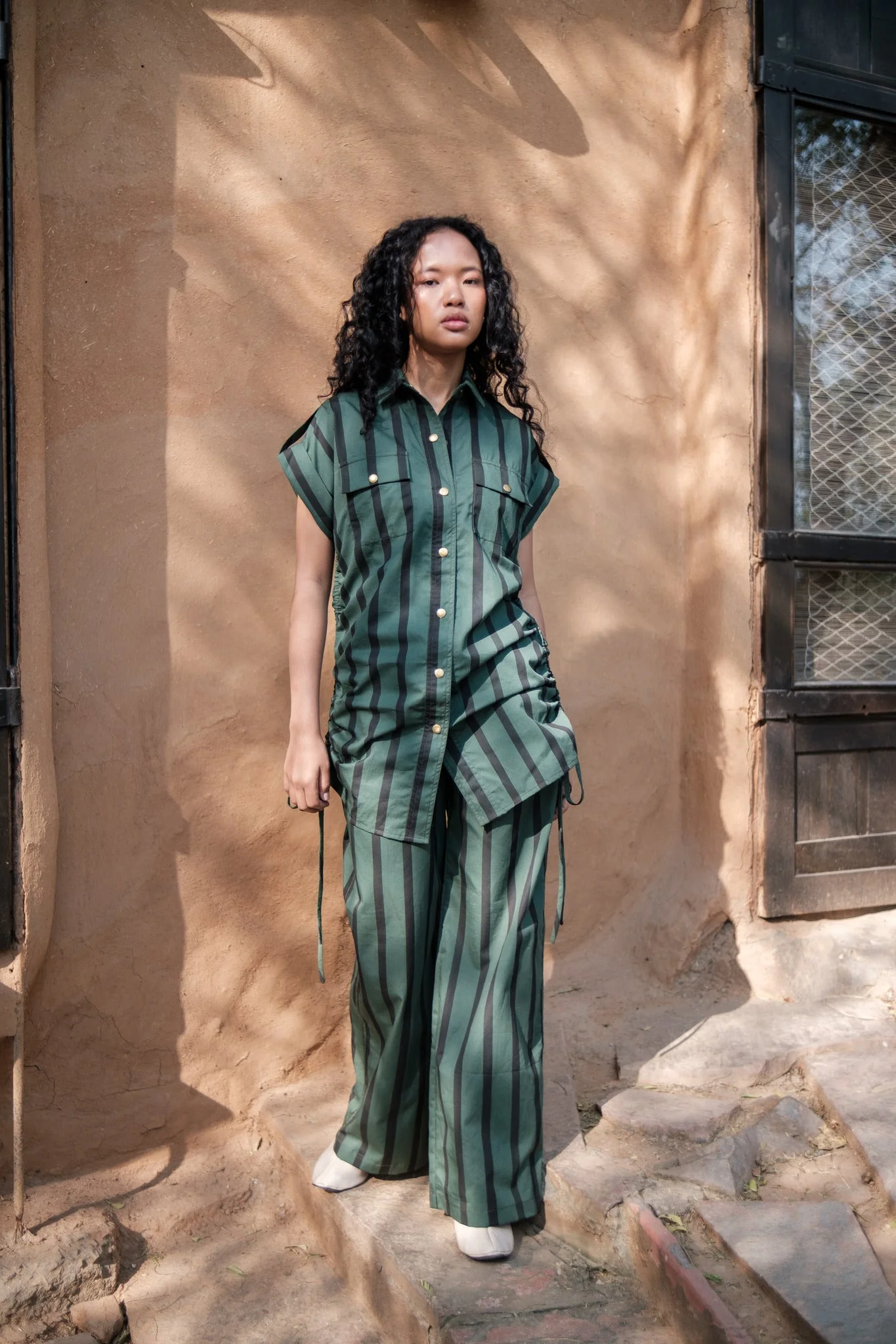 Sunrise Gather Dress - Stripe Print - Image 2