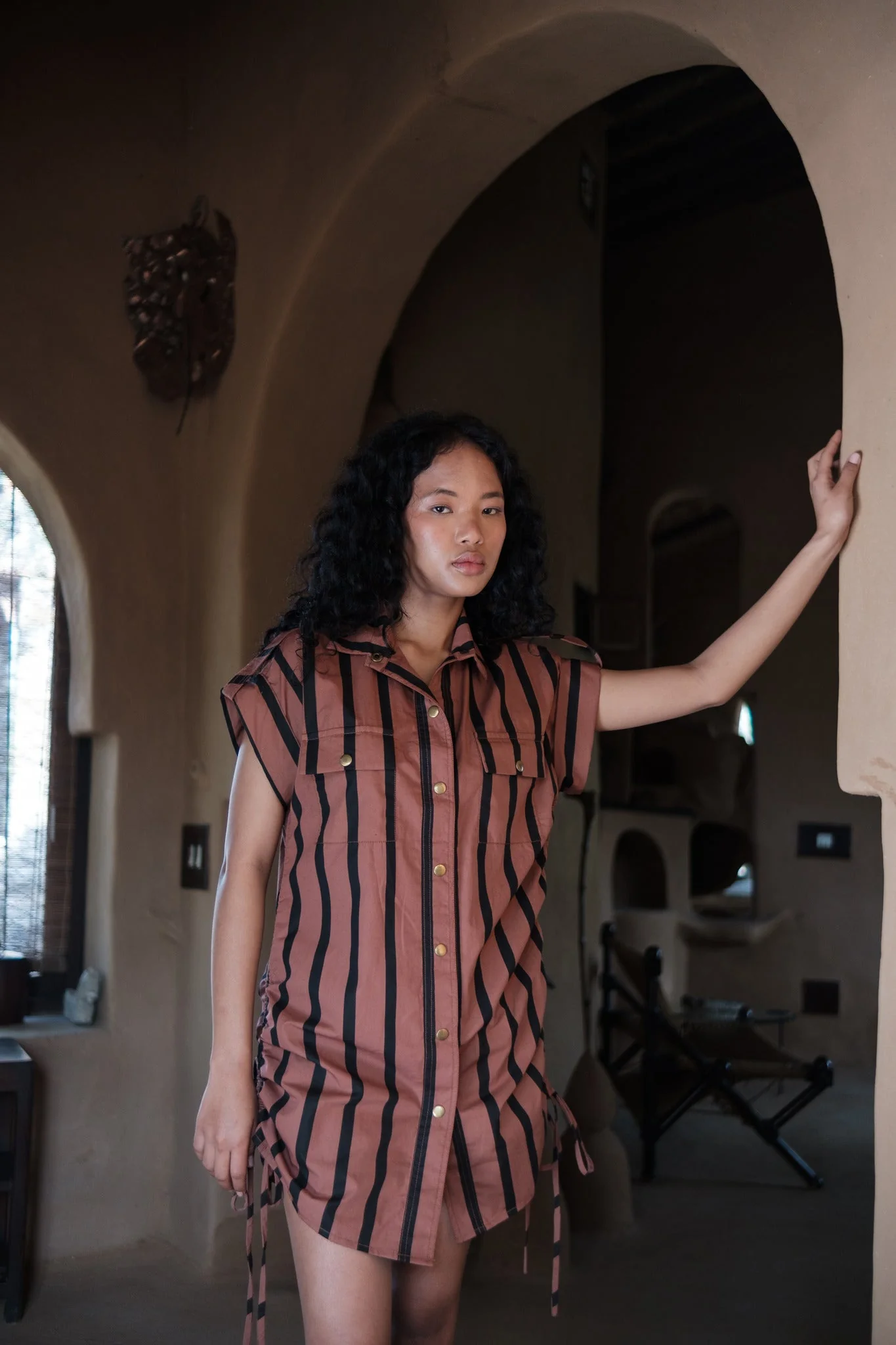 Sunrise Gather Dress - Stripe Print - Image 3