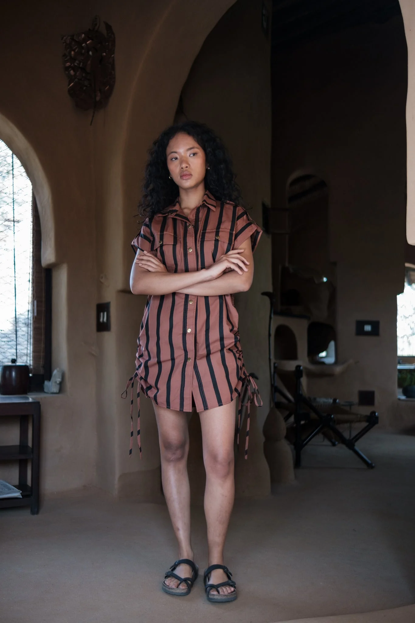 Sunrise Gather Dress - Stripe Print - Image 4