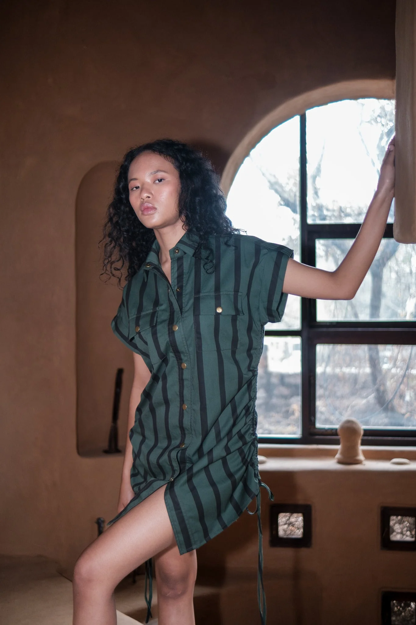 Sunrise Gather Dress - Stripe Print - Image 6