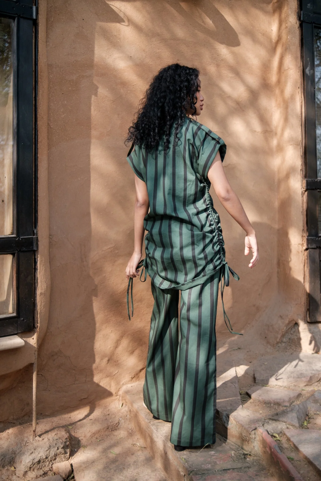 Sunrise Gather Dress - Stripe Print - Image 8