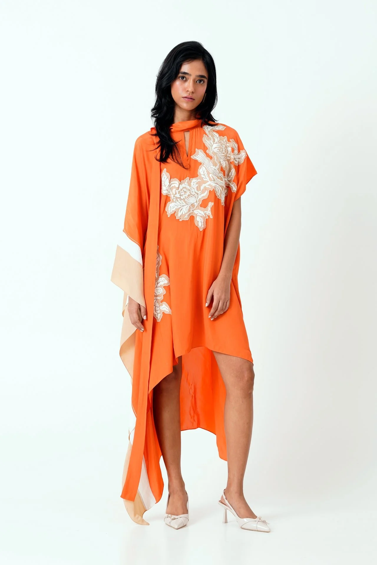 Sunset Orange Nante - Scarf Kaftan Dress - Image 3