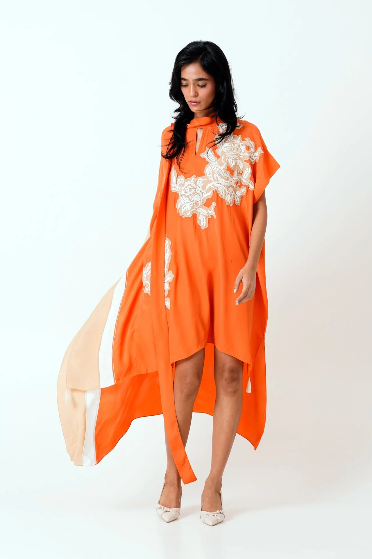 Sunset Orange Nante - Scarf Kaftan Dress - Image 5