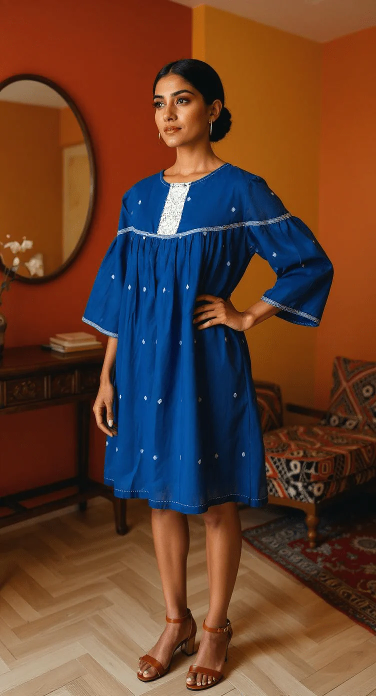Swing Dress - Indigo 4 Ball Buti - Image 2
