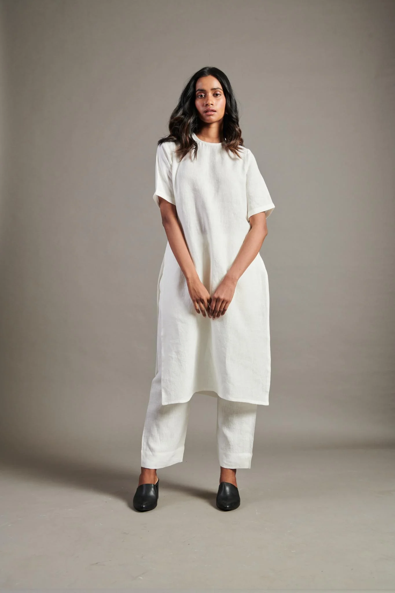 Taj Linen Half Sleeves Kurta Set