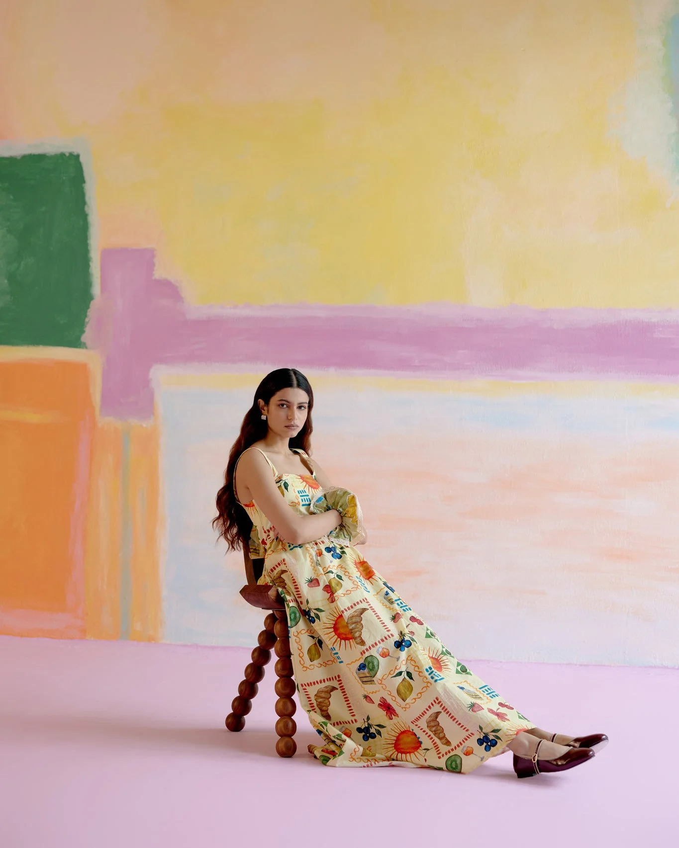 Take It Easy Maxi Dress in Aloha Print Yellow - Image 4