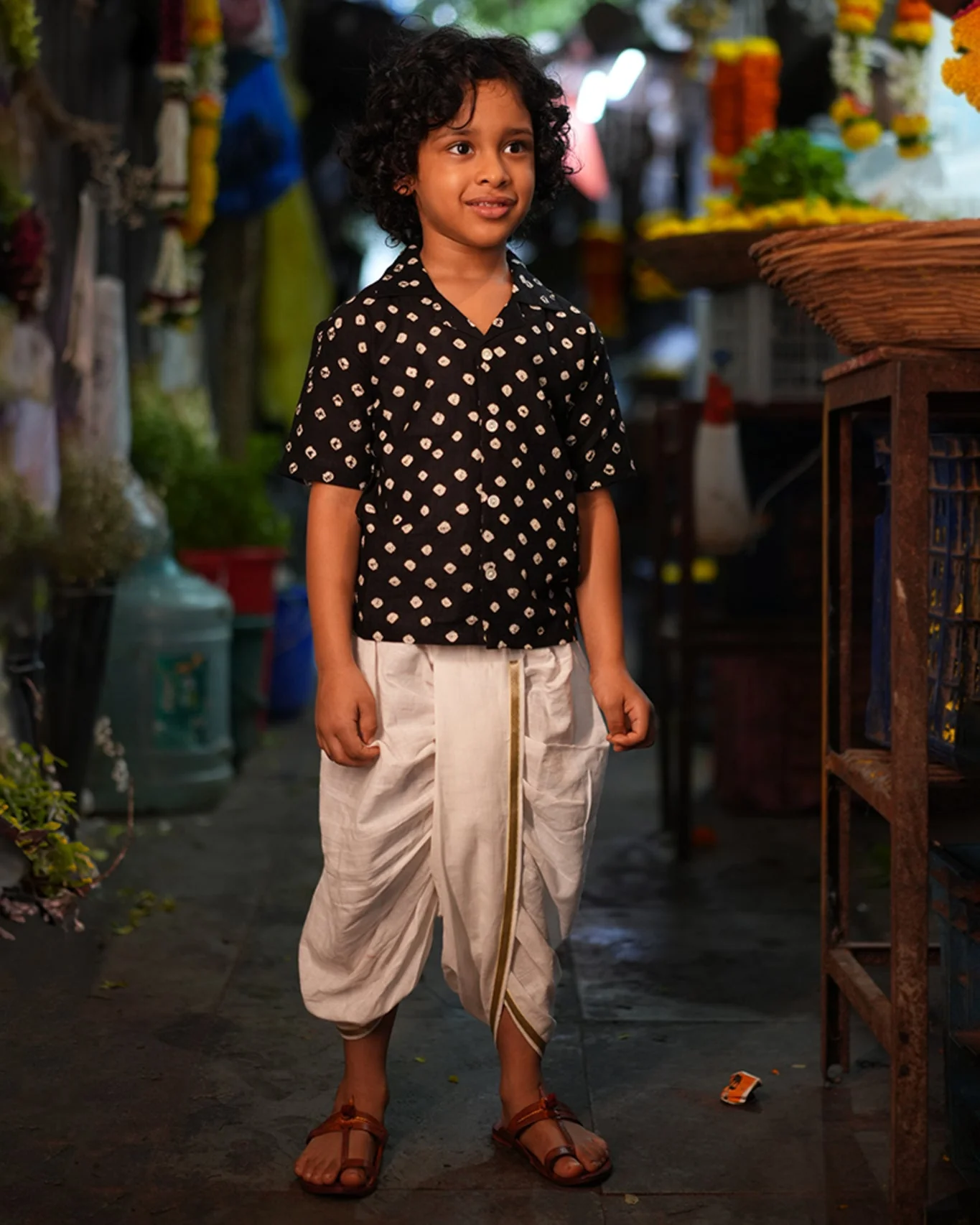 Tara Cotton Black Bandhani Half Sleeve Shirt - Image 3