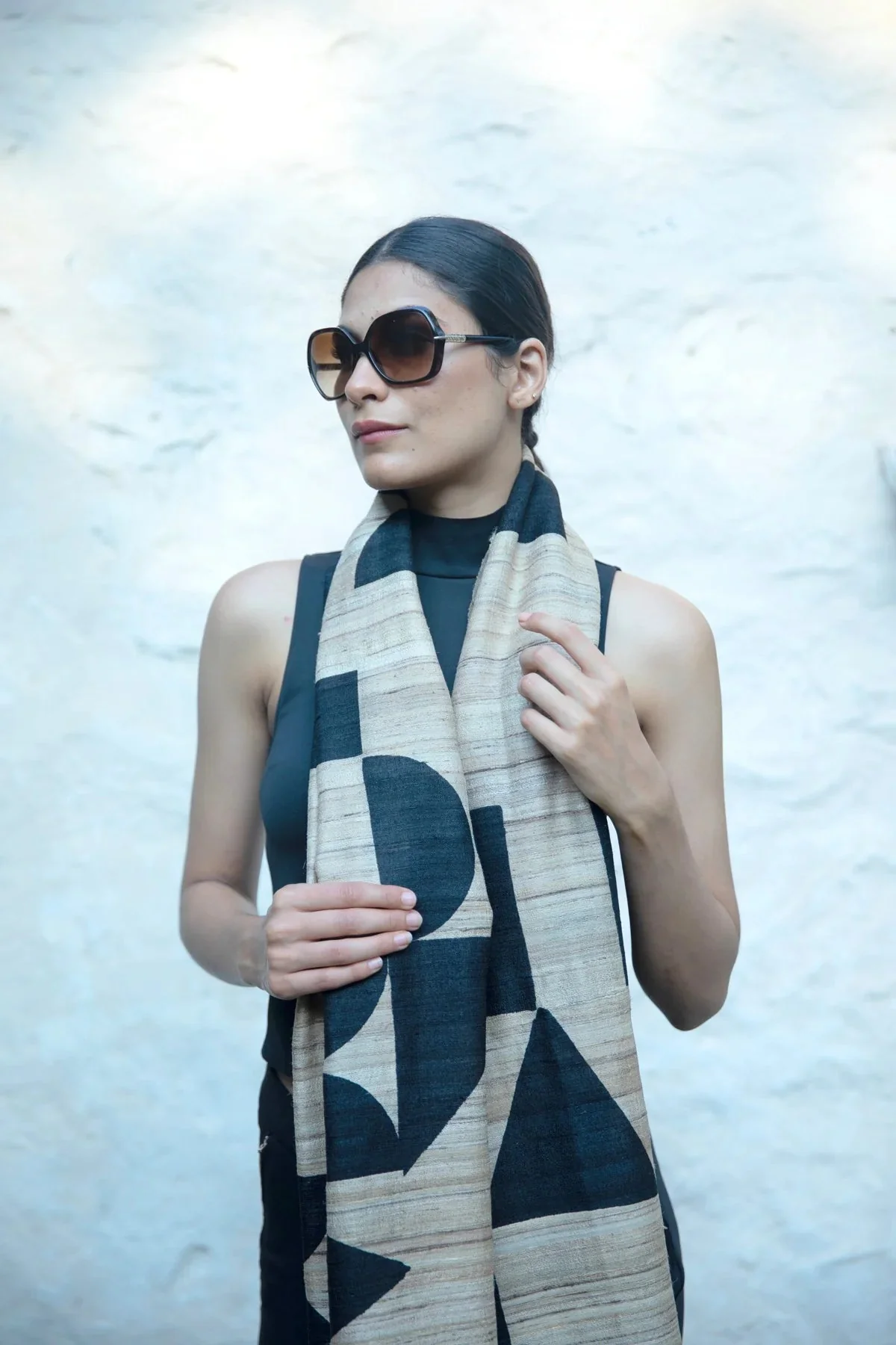 The 'Maze' Tussar Silk Scarf - Image 5