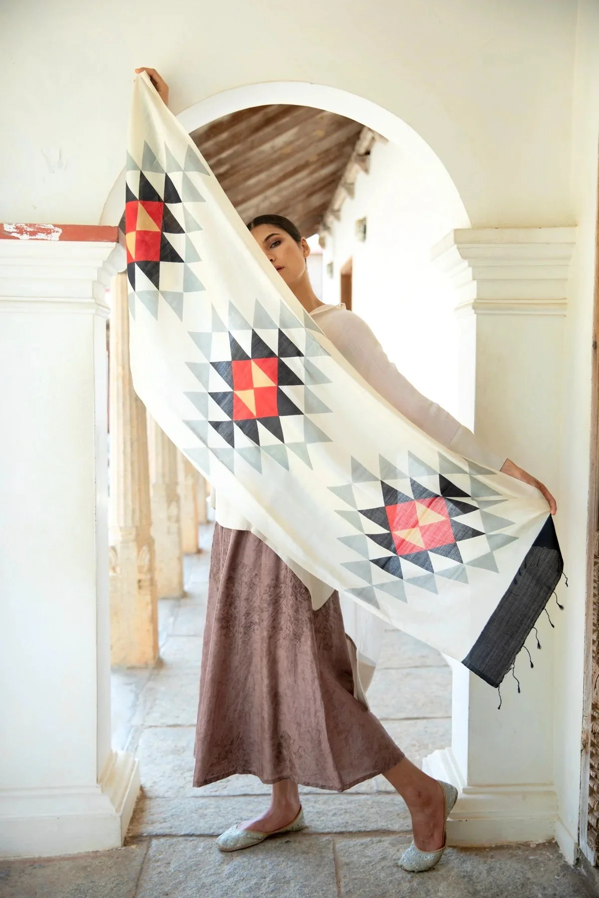 The 'Tangram' Eri Silk Scarf