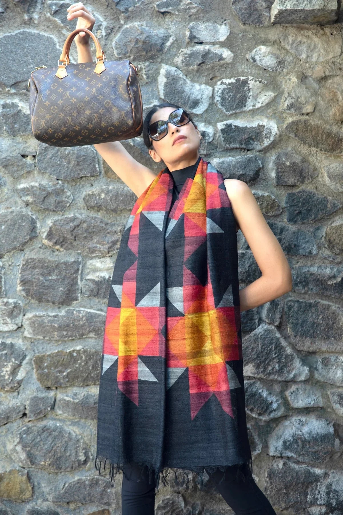 The 'Tile' Tussar Silk Scarf - Image 4
